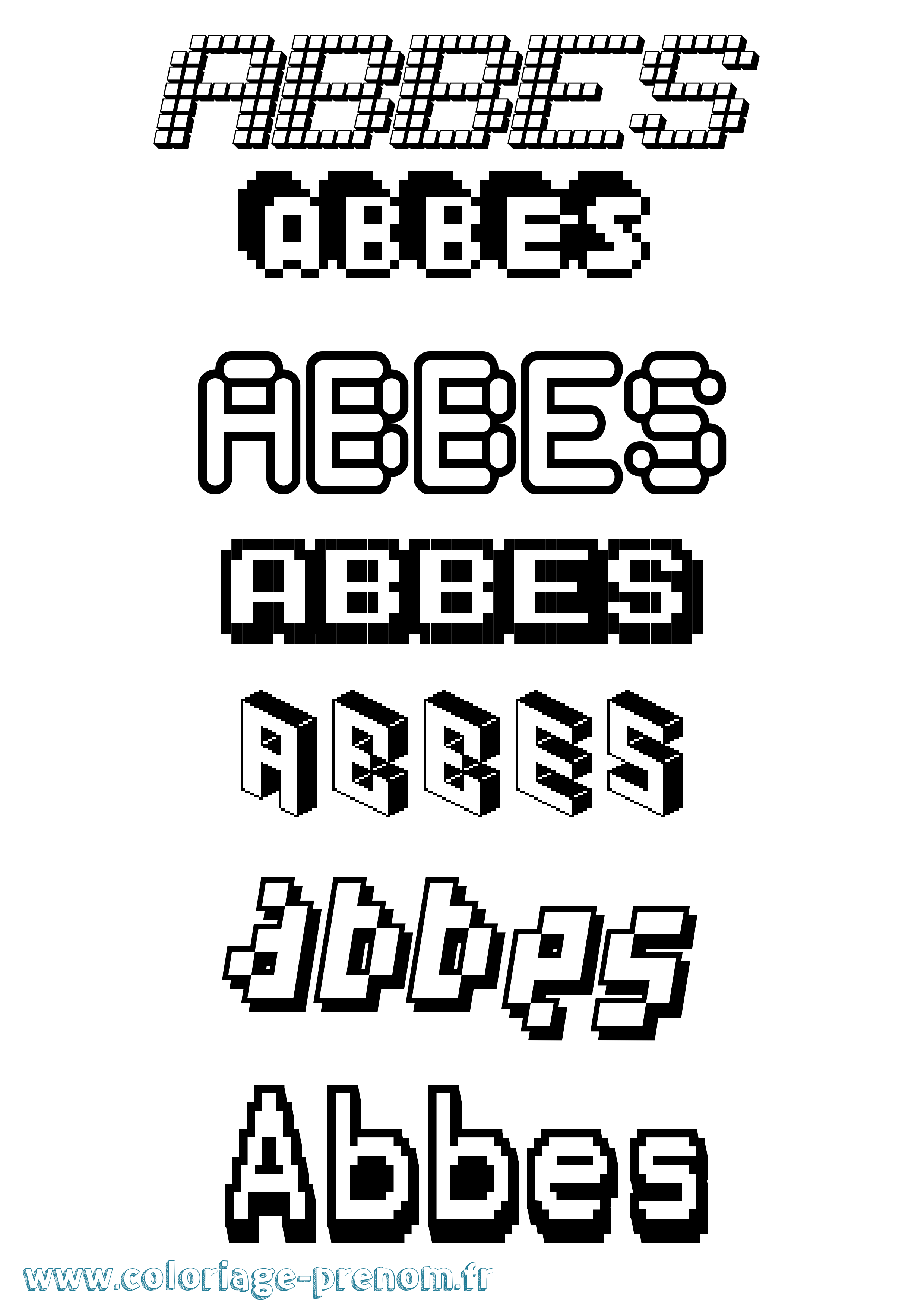 Coloriage prénom Abbes Pixel