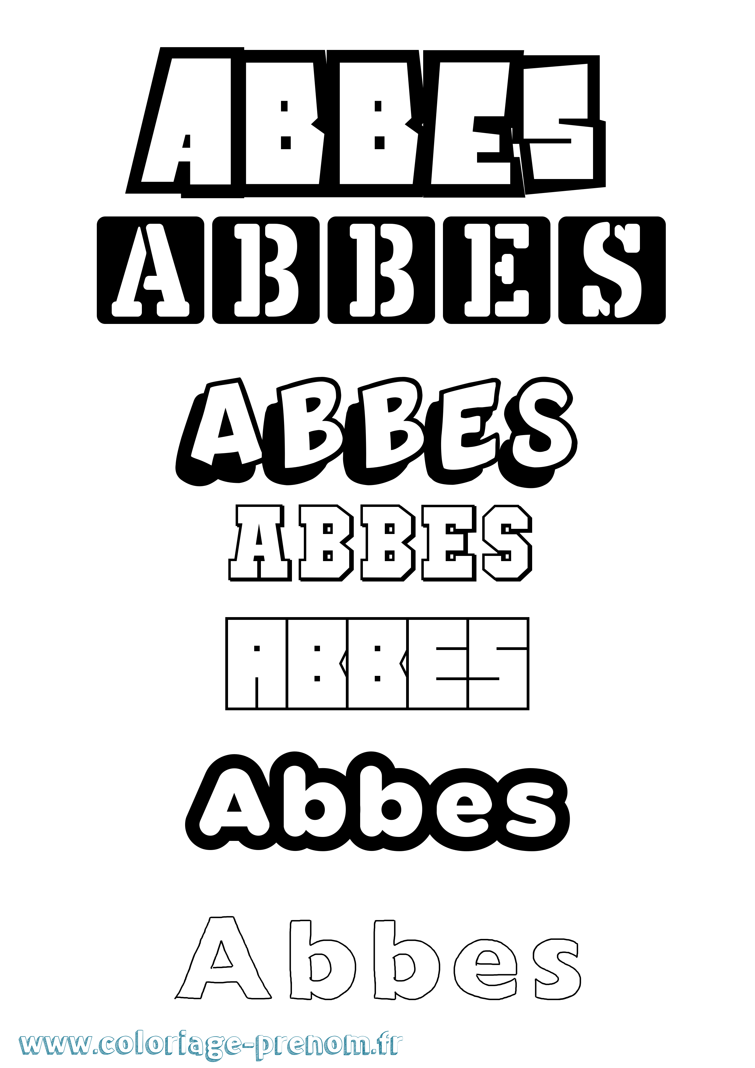 Coloriage prénom Abbes Simple