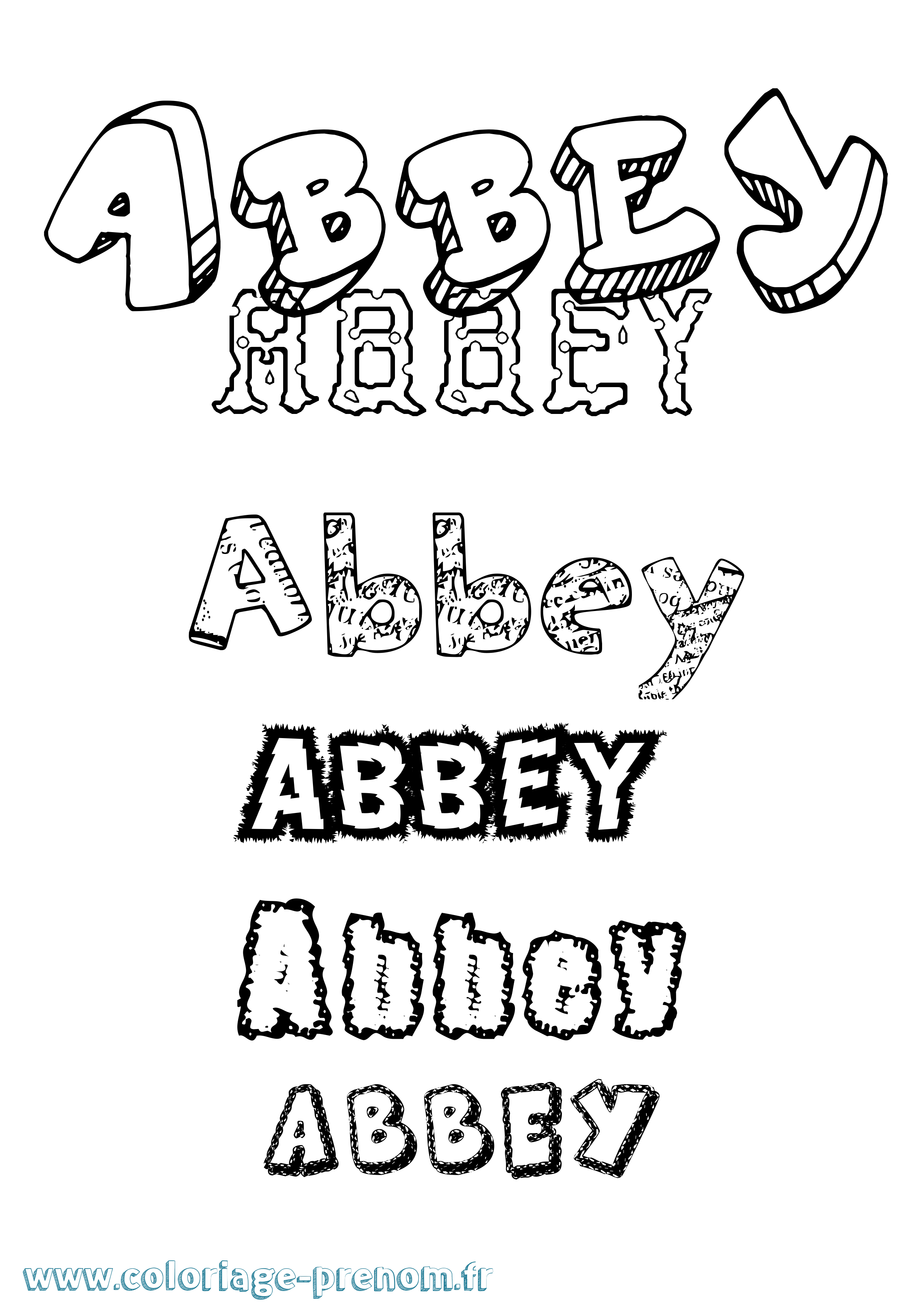 Coloriage prénom Abbey Destructuré