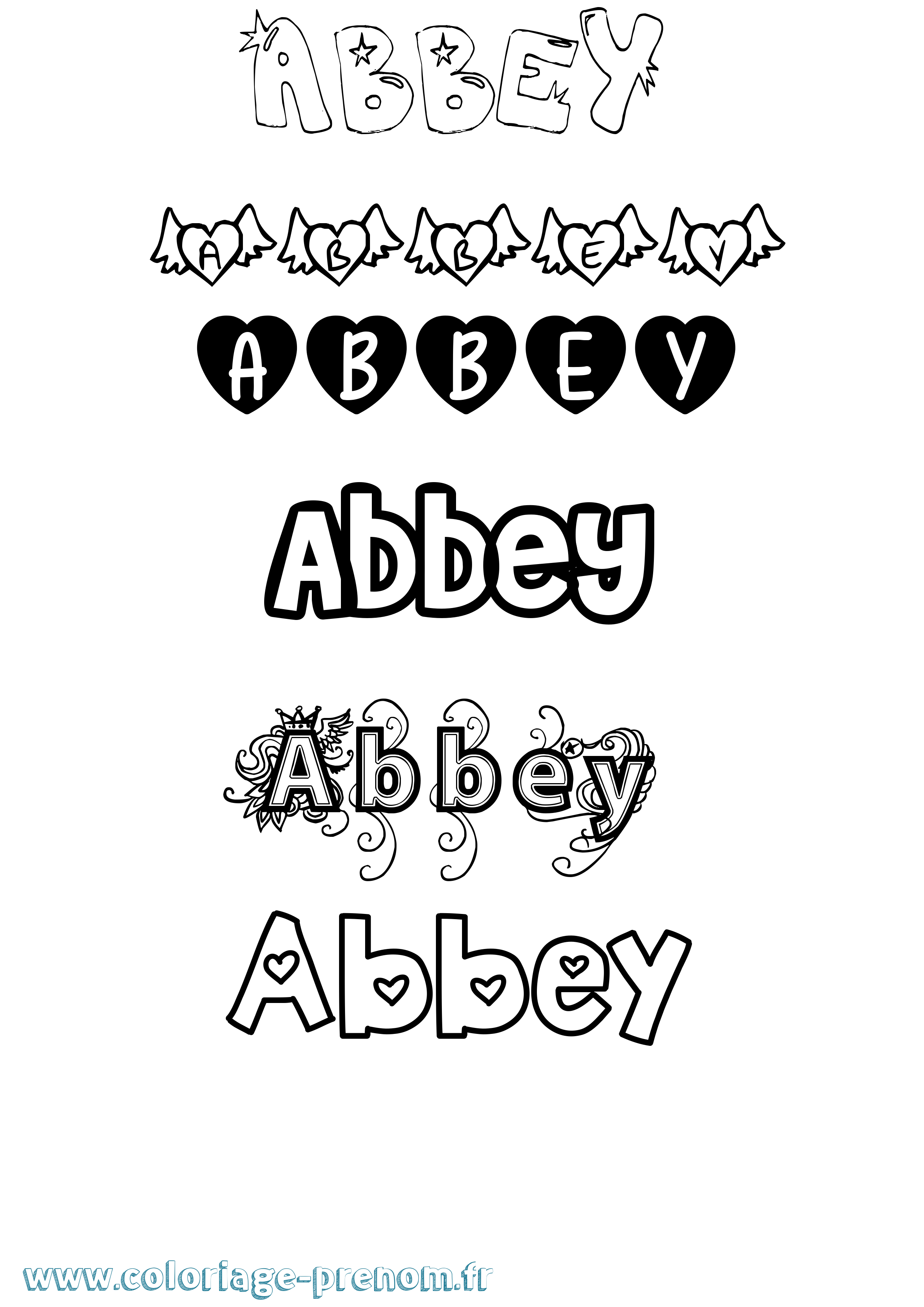 Coloriage prénom Abbey Girly