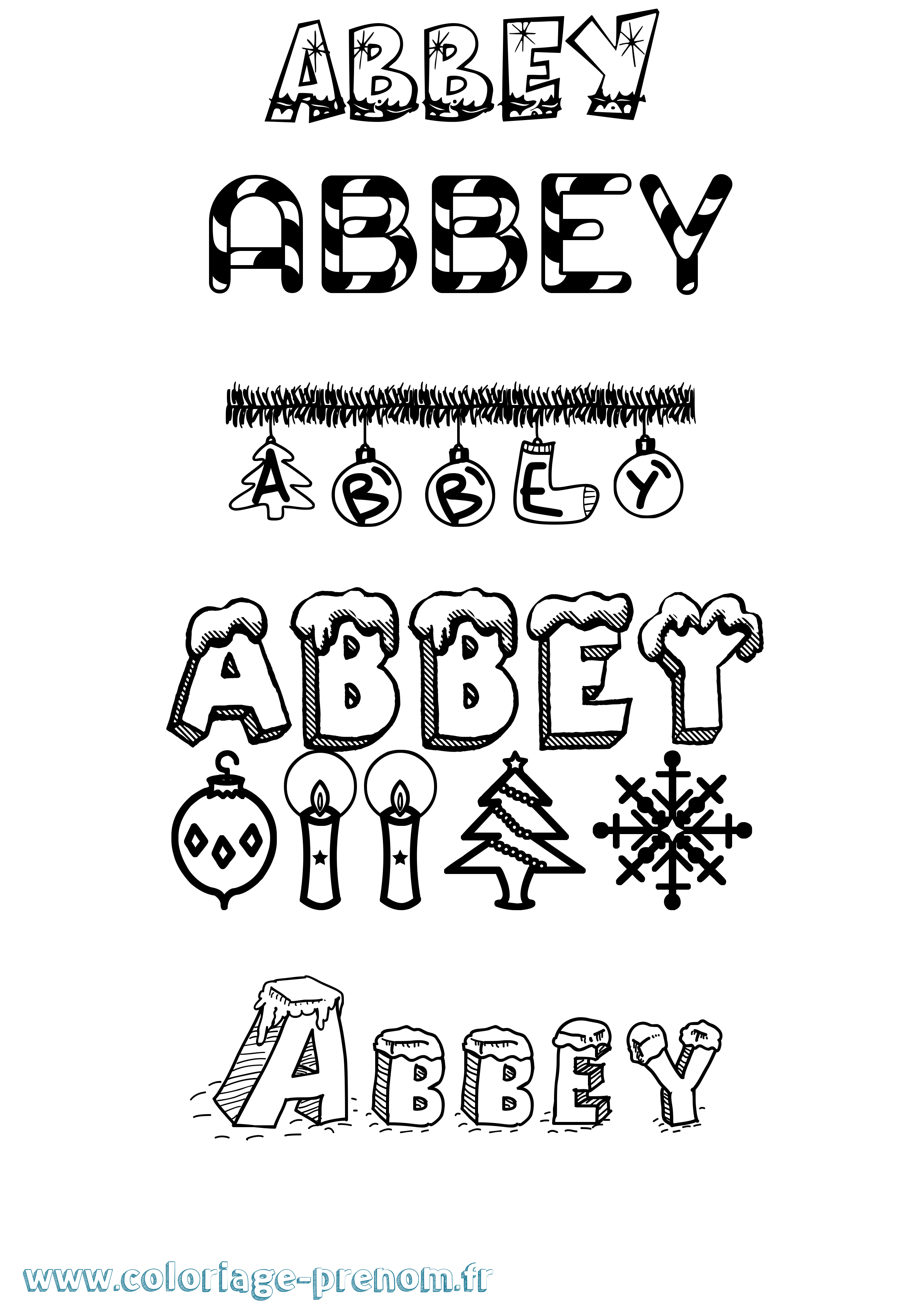 Coloriage prénom Abbey Noël