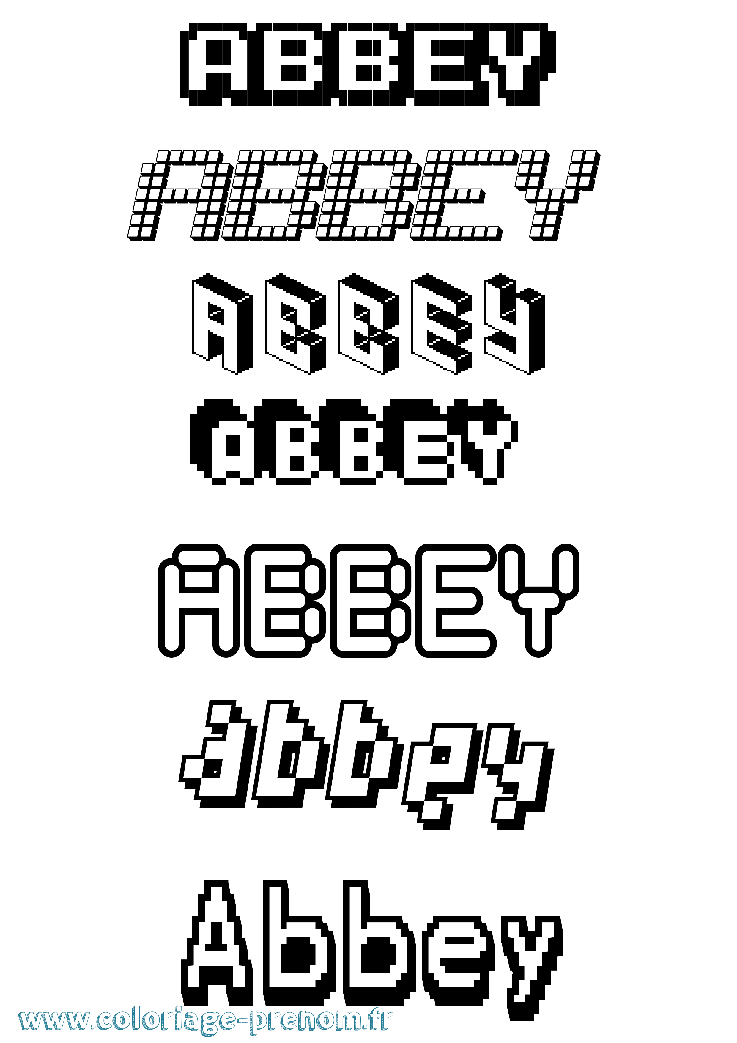Coloriage prénom Abbey Pixel