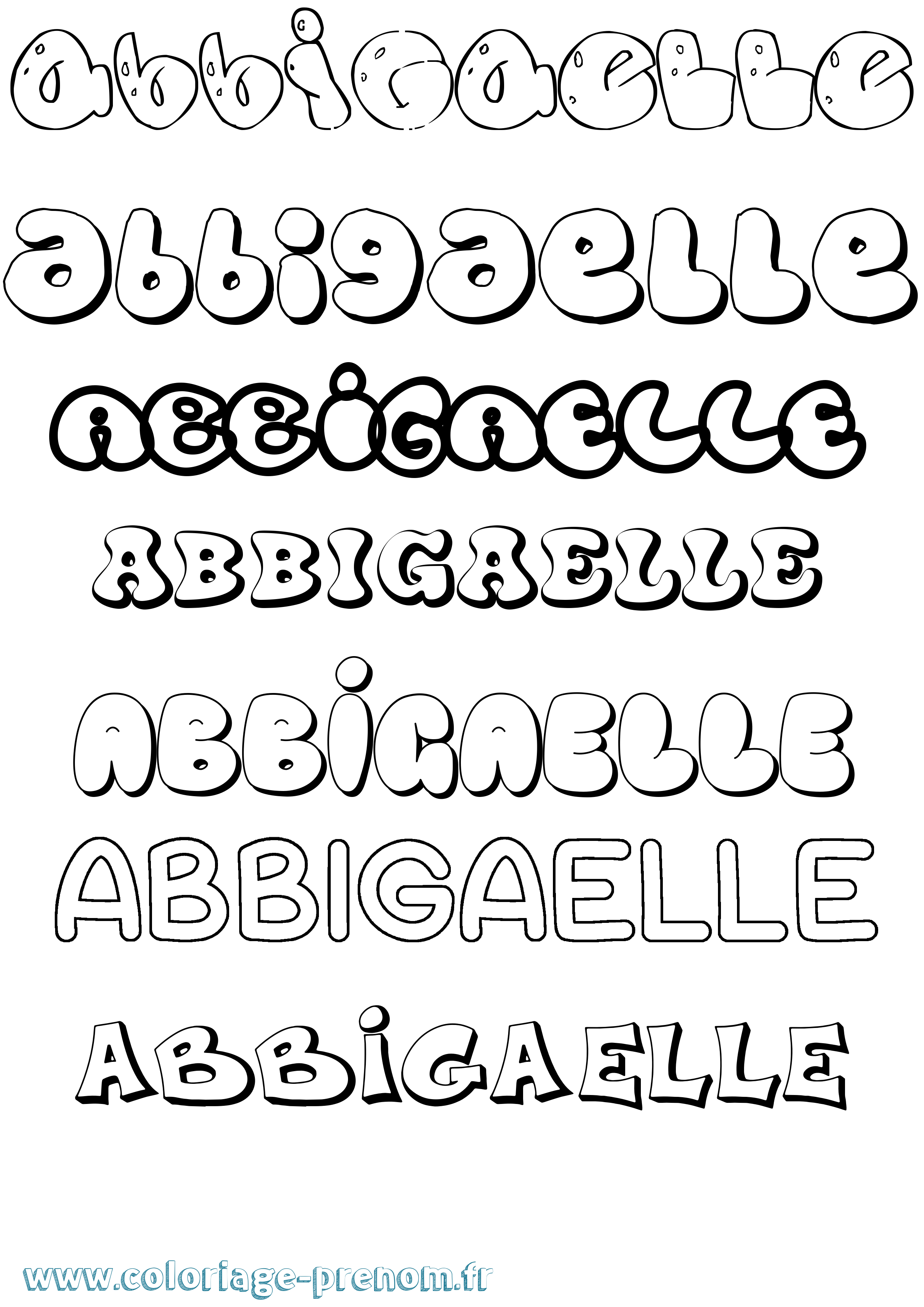 Coloriage Abbigaelle Bubble Coloriage prénom Abbigaelle Bubble
