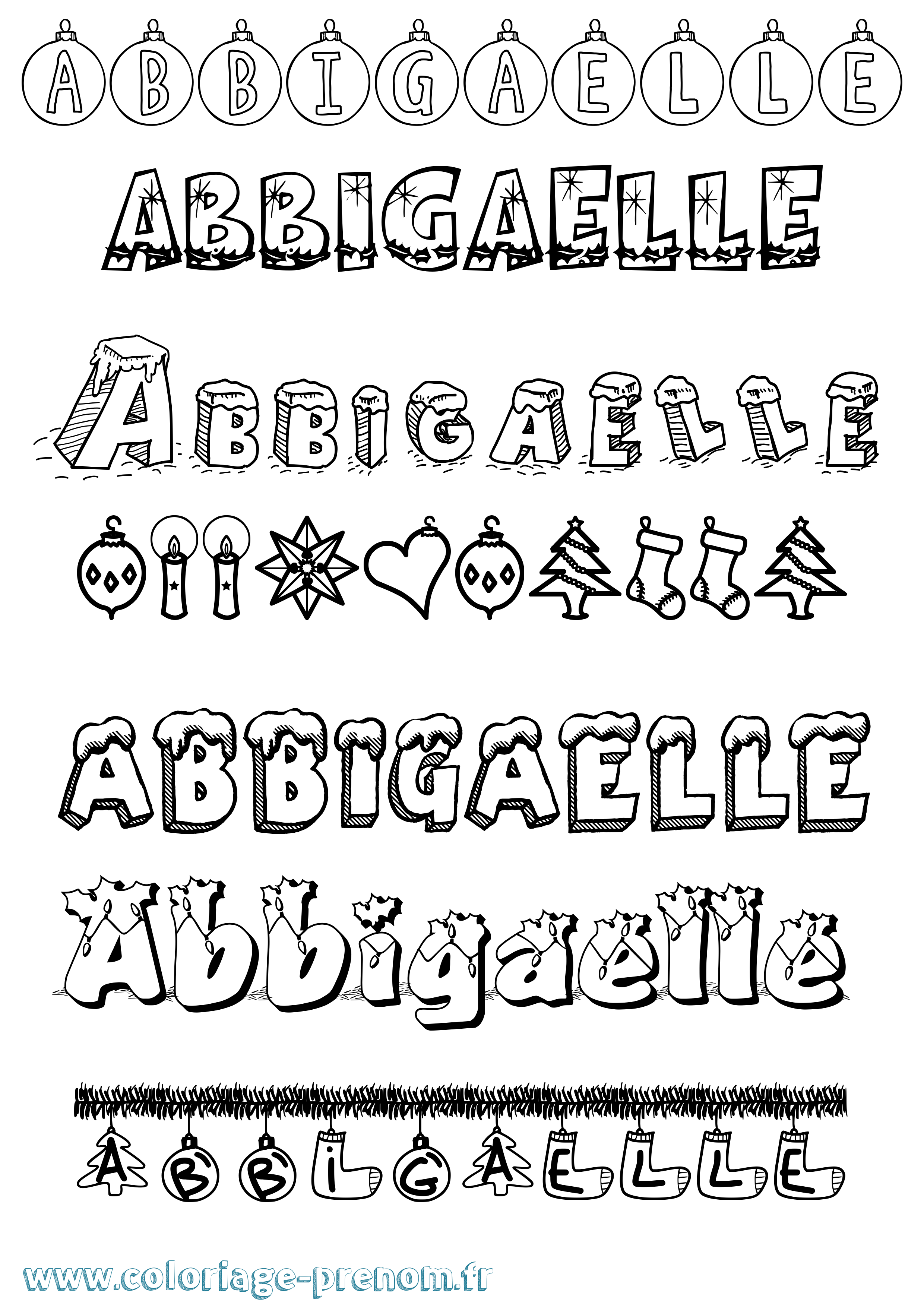Coloriage Abbigaelle Noël Coloriage prénom Abbigaelle Noël