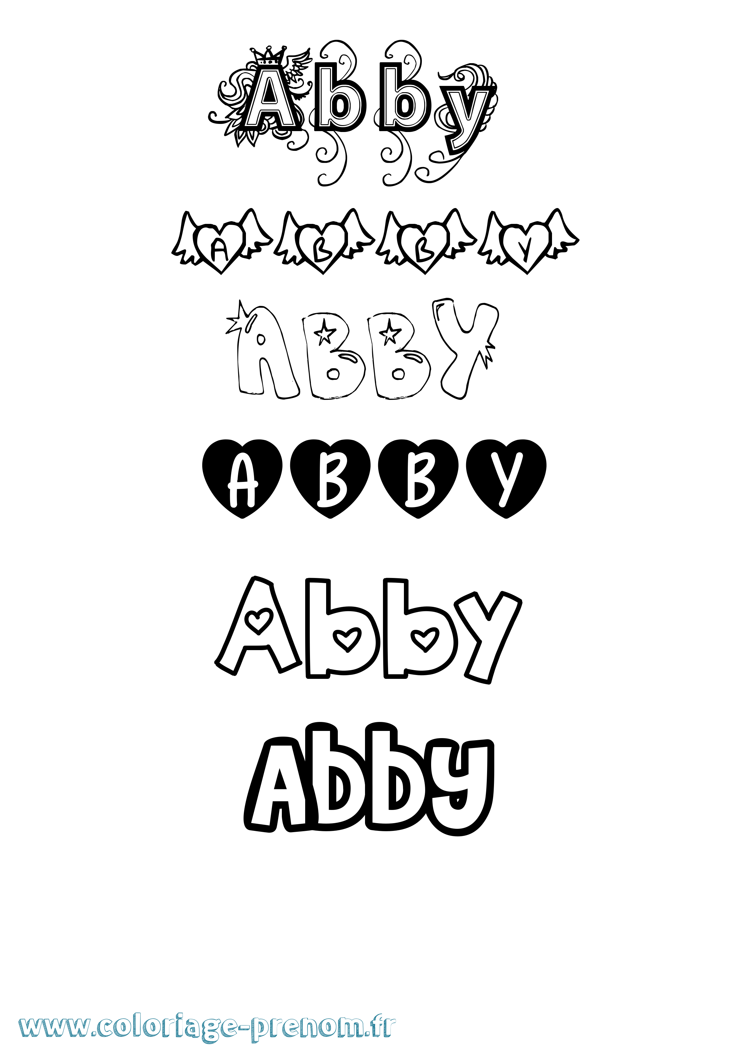 Coloriage prénom Abby Girly