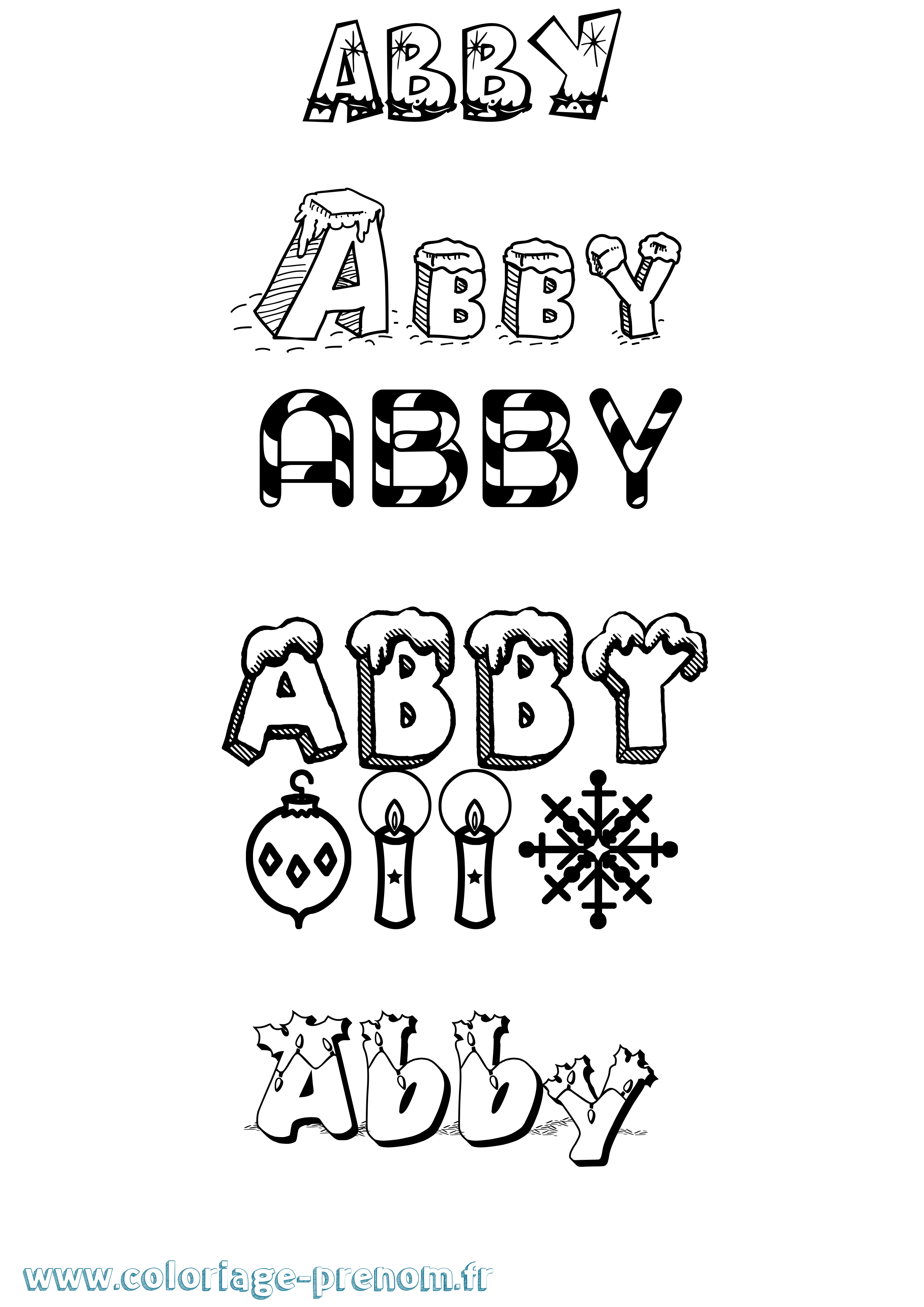 Coloriage prénom Abby Noël
