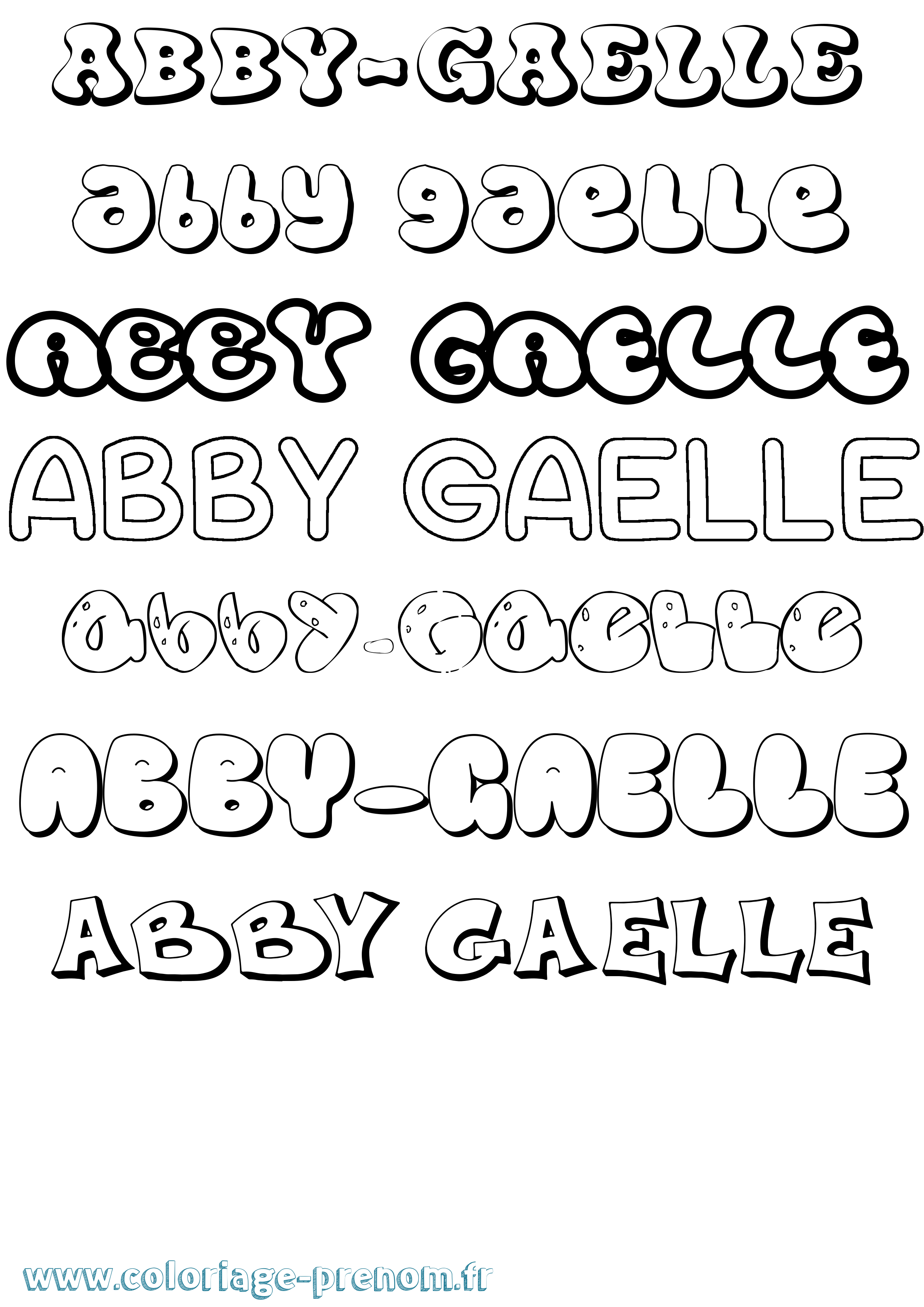 Coloriage prénom Abby-Gaelle Bubble