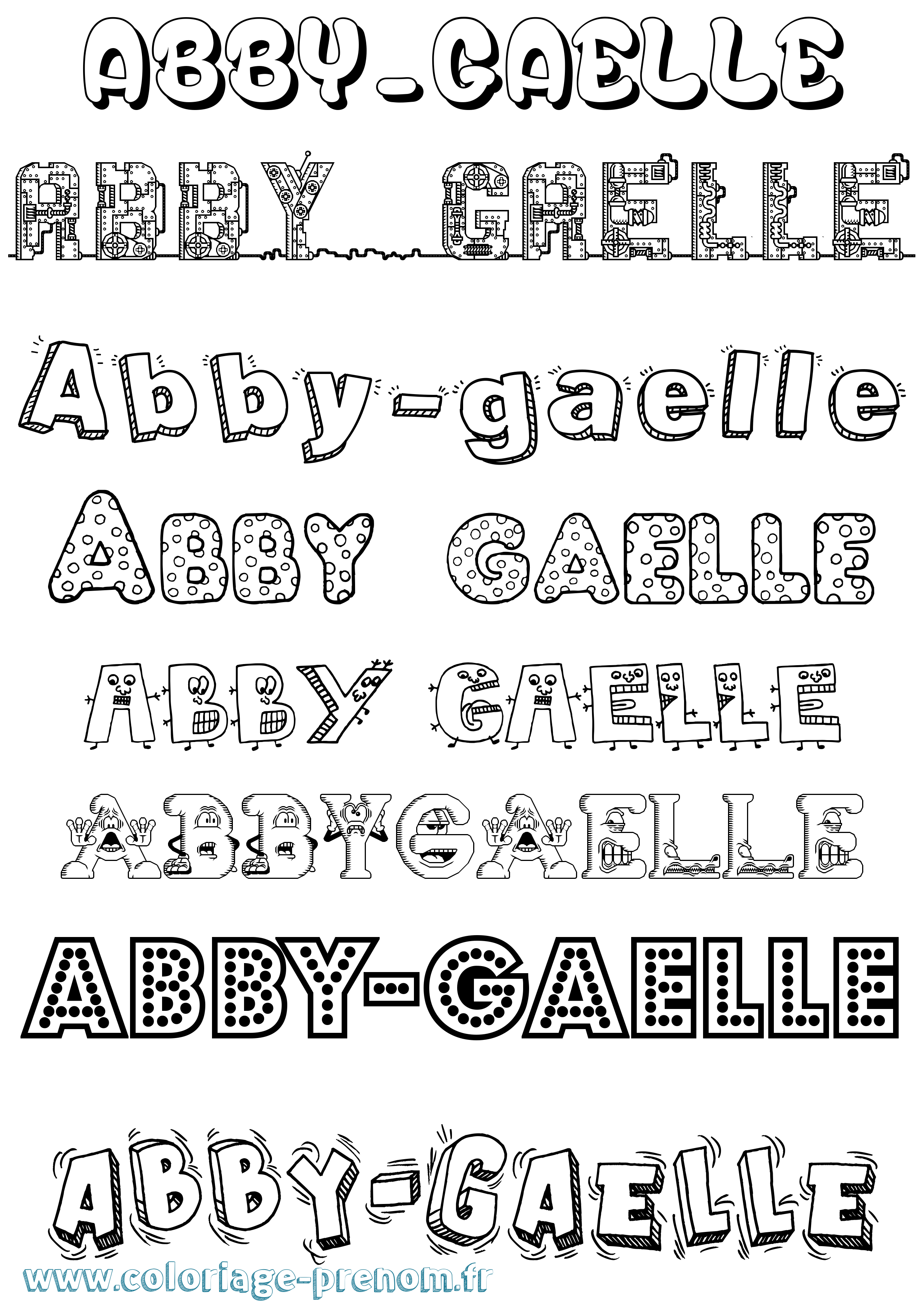 Coloriage prénom Abby-Gaelle Fun