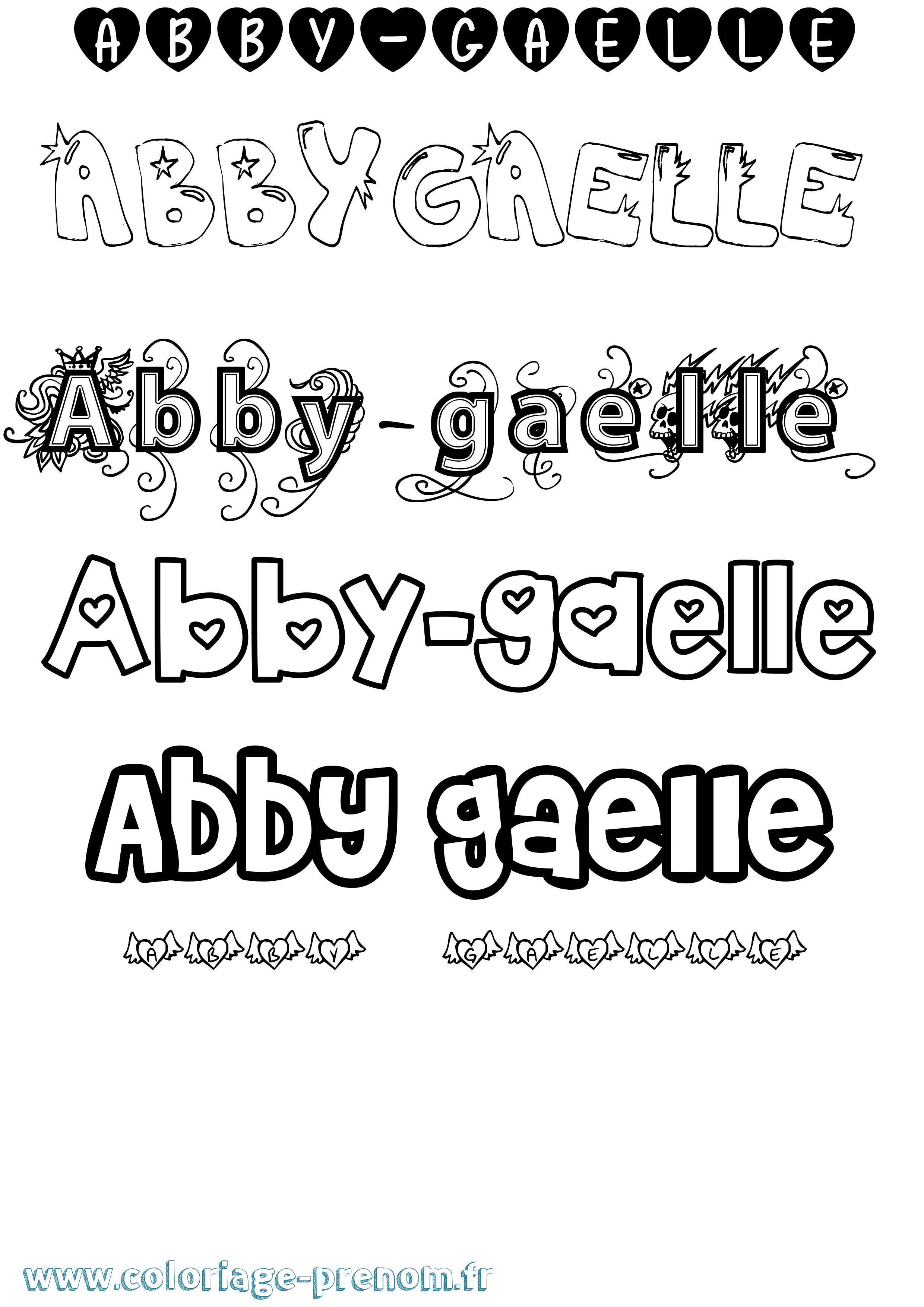 Coloriage prénom Abby-Gaelle Girly
