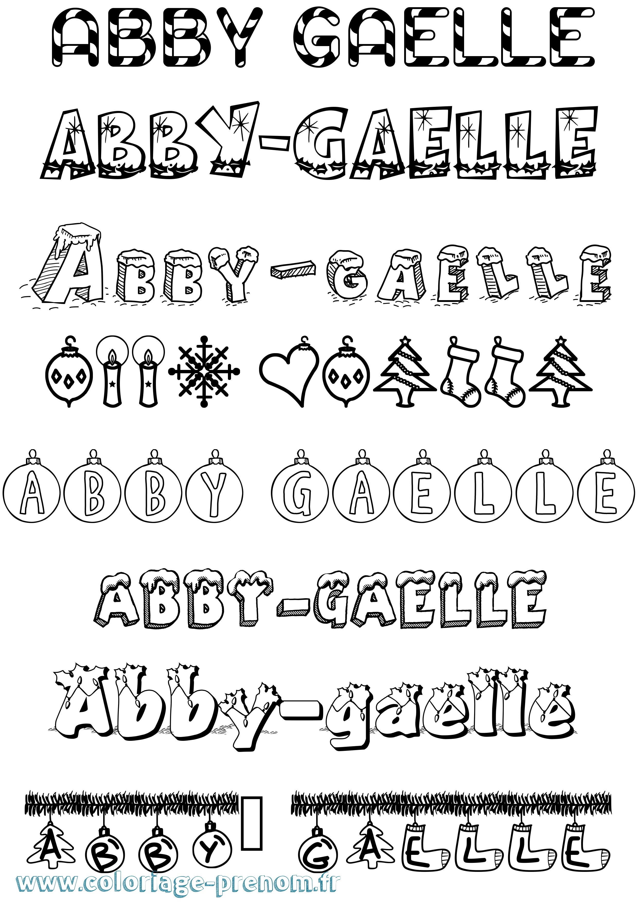 Coloriage prénom Abby-Gaelle Noël
