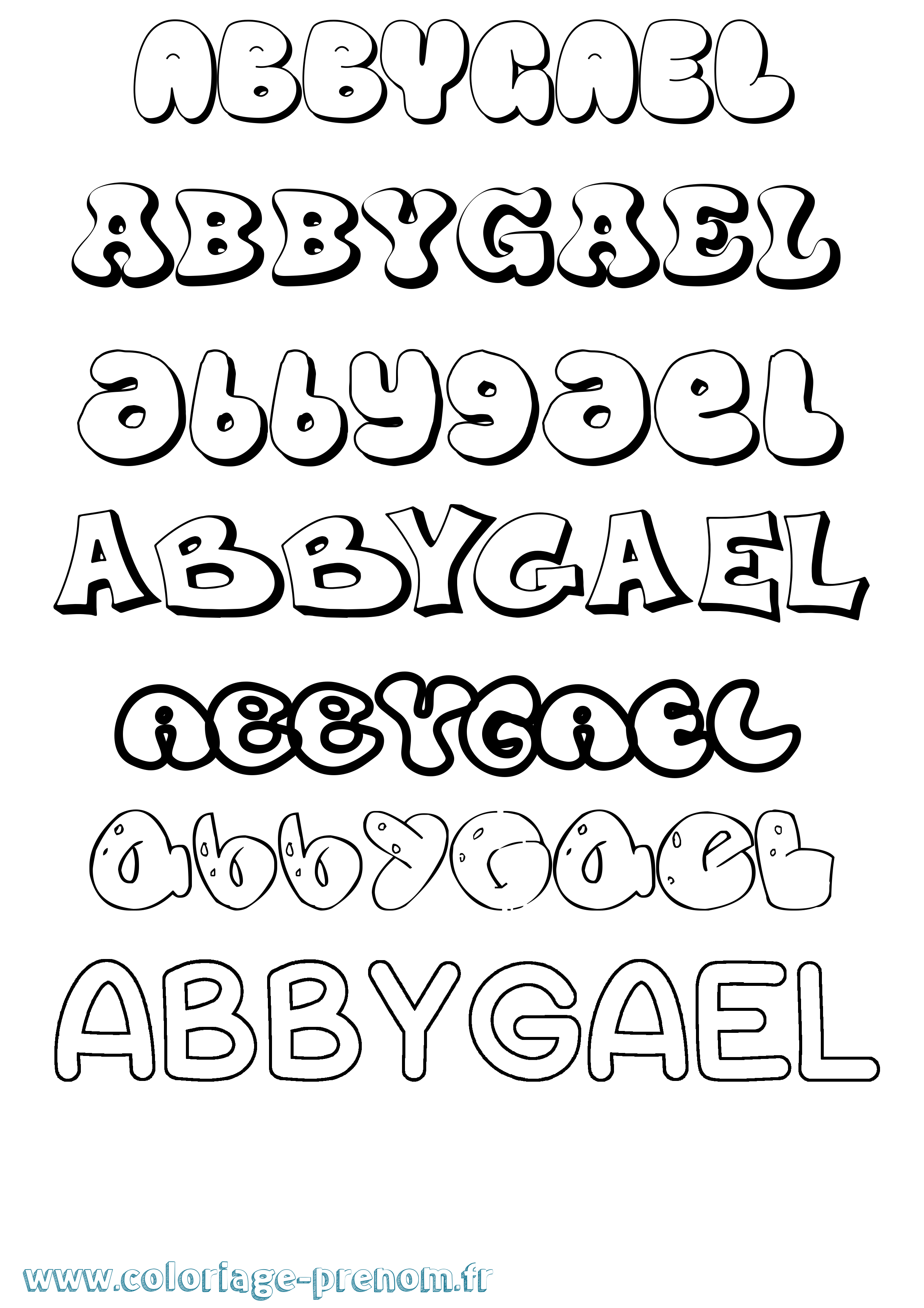 Coloriage prénom Abbygael Bubble