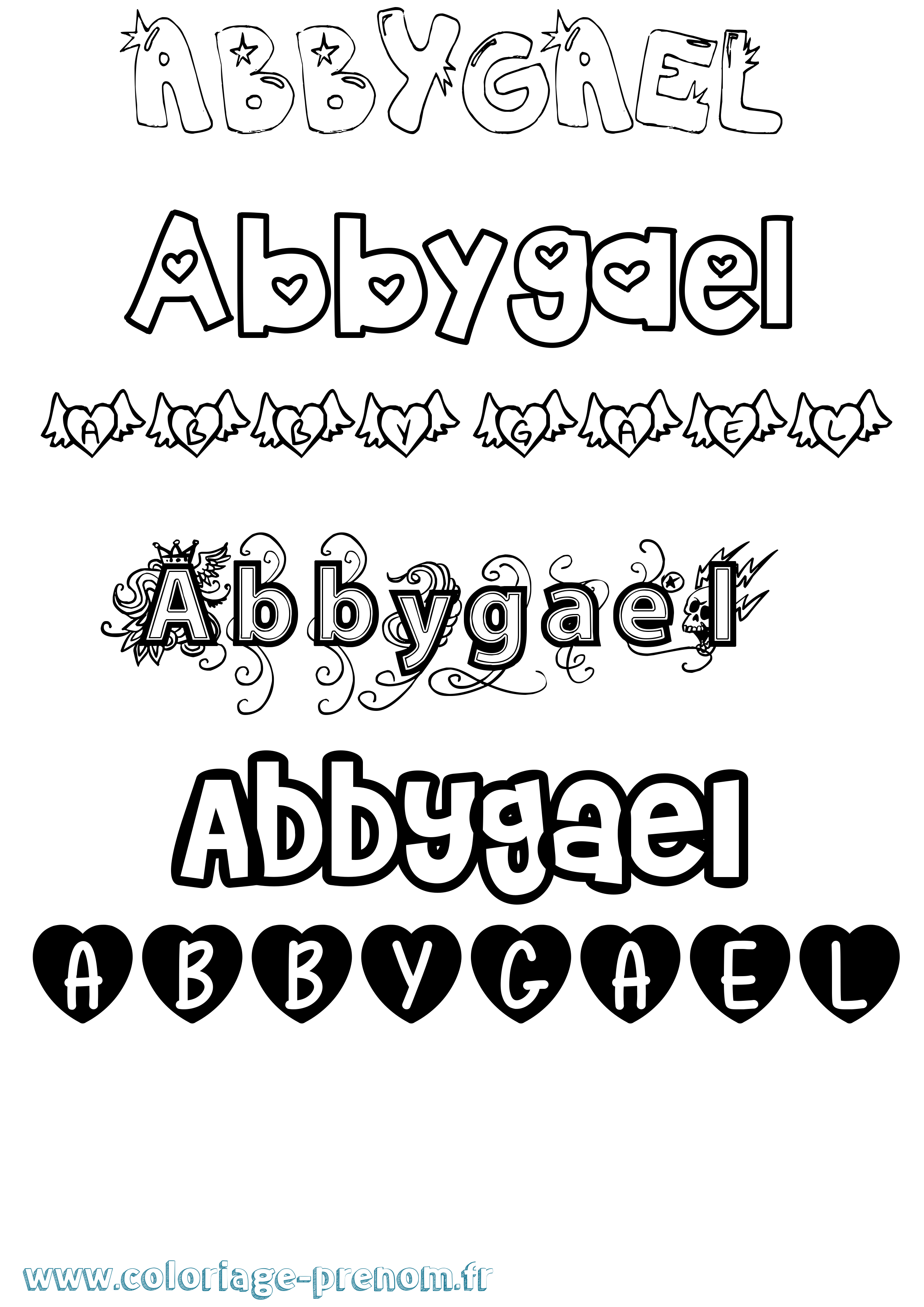 Coloriage prénom Abbygael Girly