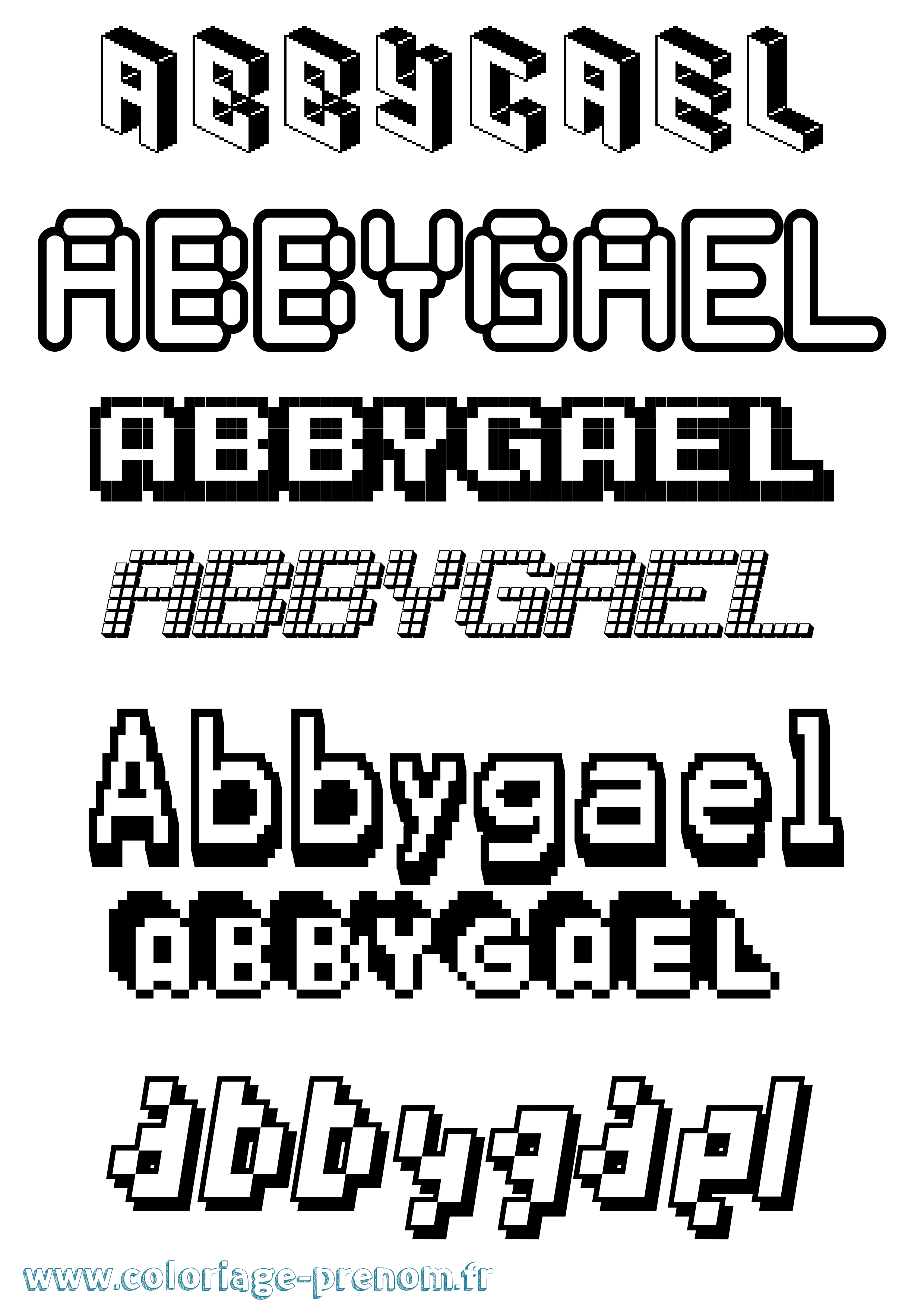 Coloriage prénom Abbygael Pixel