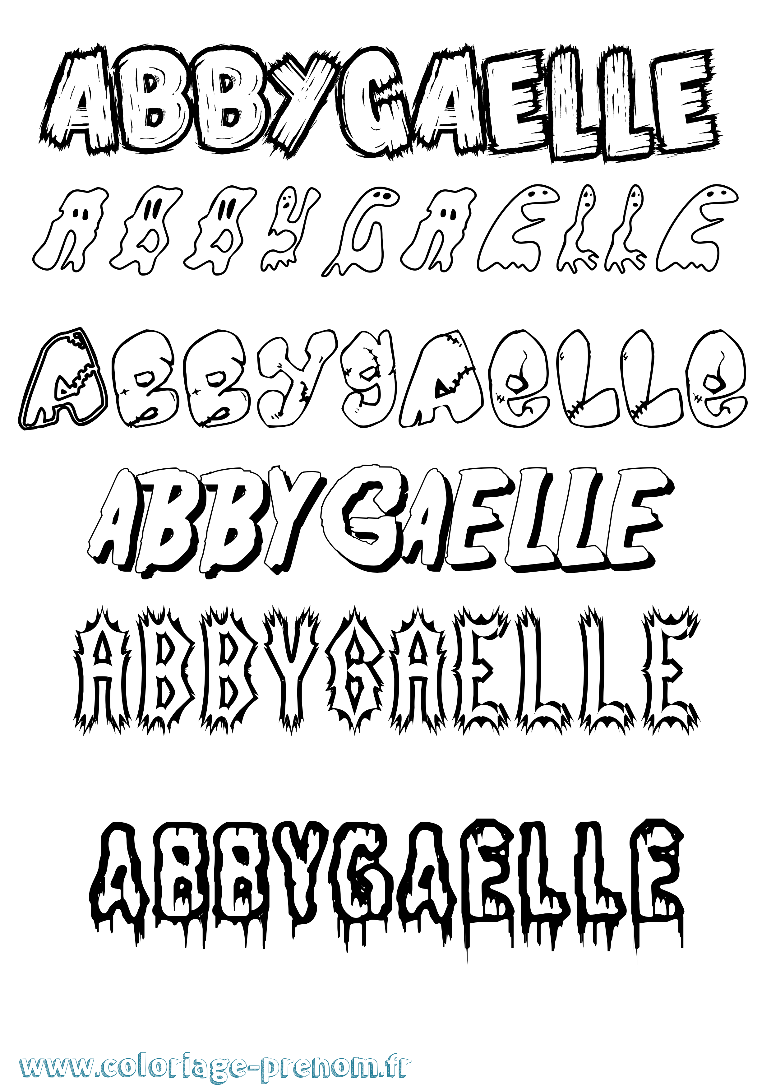 Coloriage prénom Abbygaelle Frisson