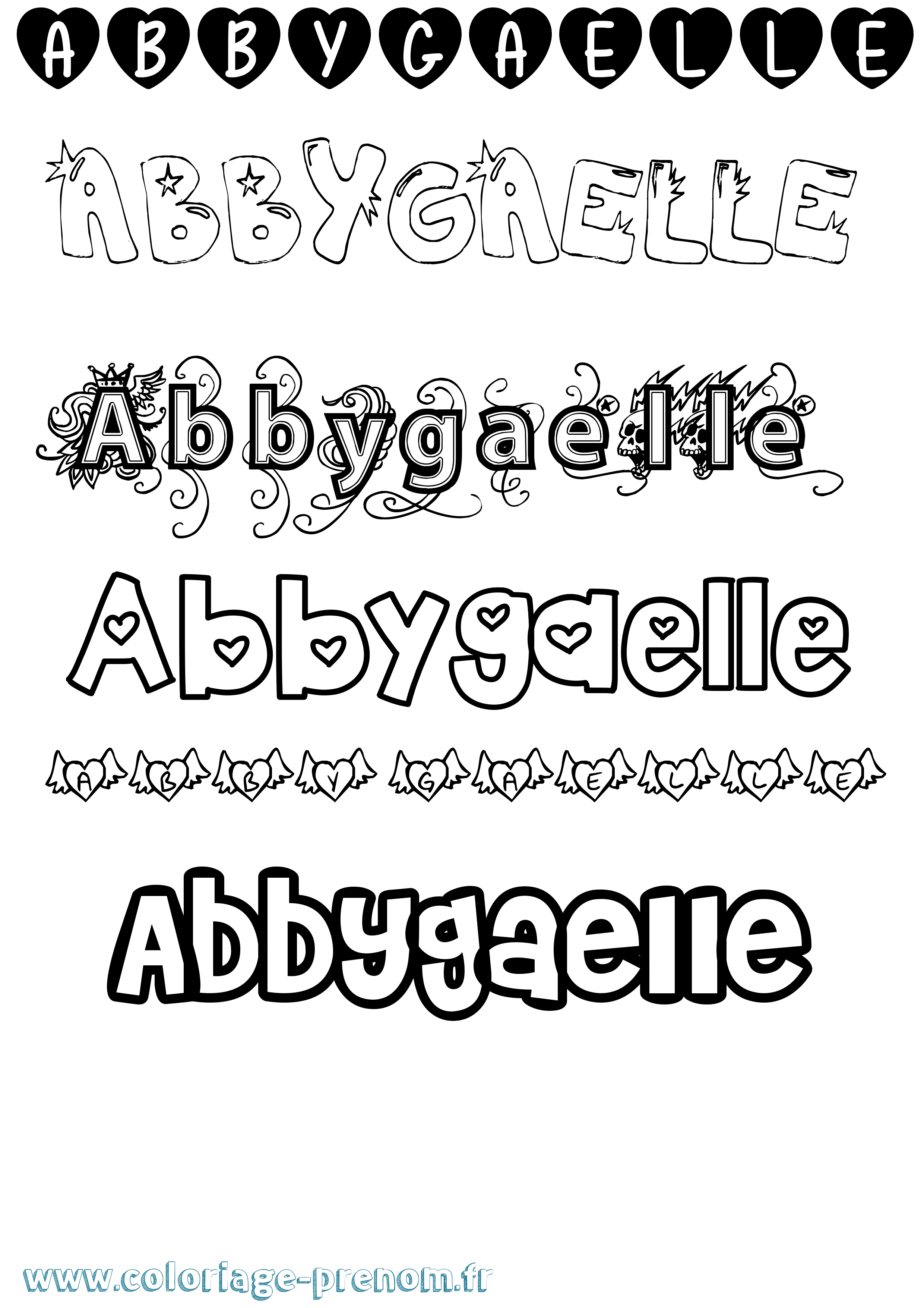 Coloriage prénom Abbygaelle Girly