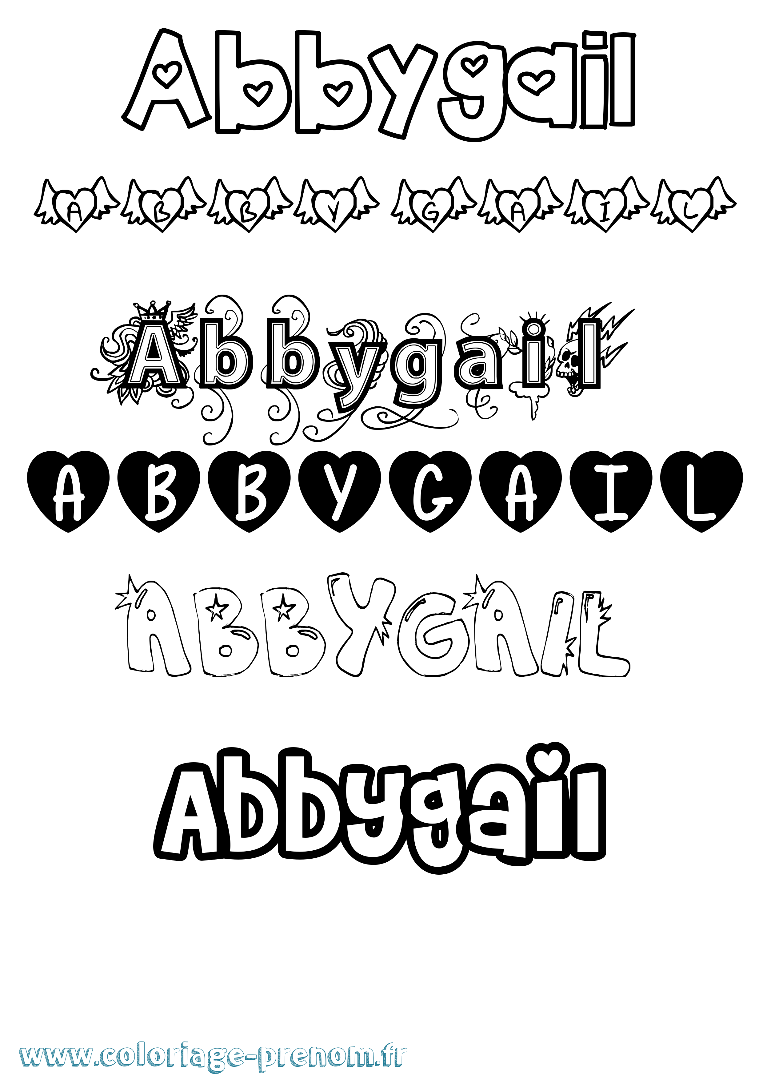 Coloriage prénom Abbygail Girly