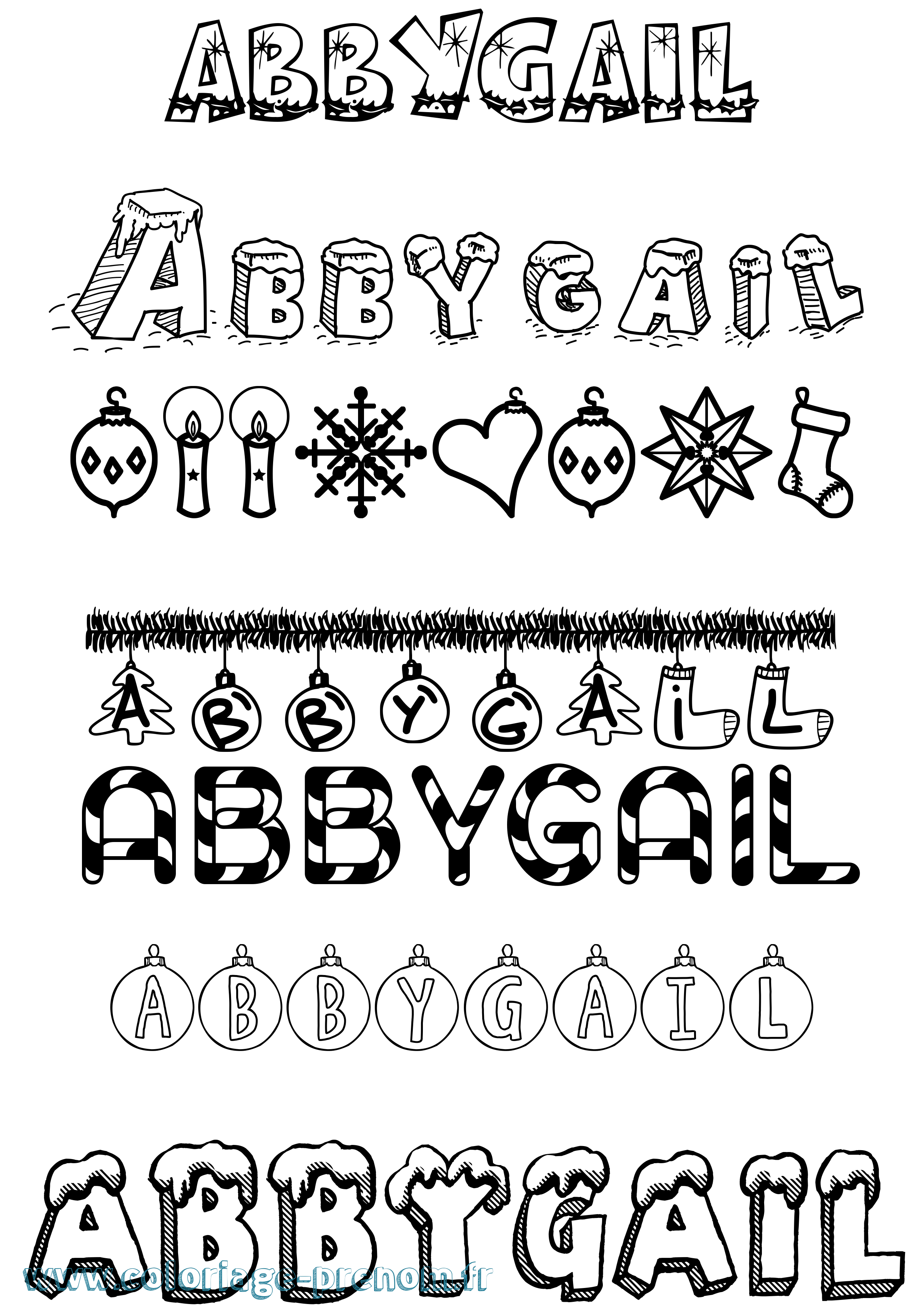 Coloriage prénom Abbygail Noël