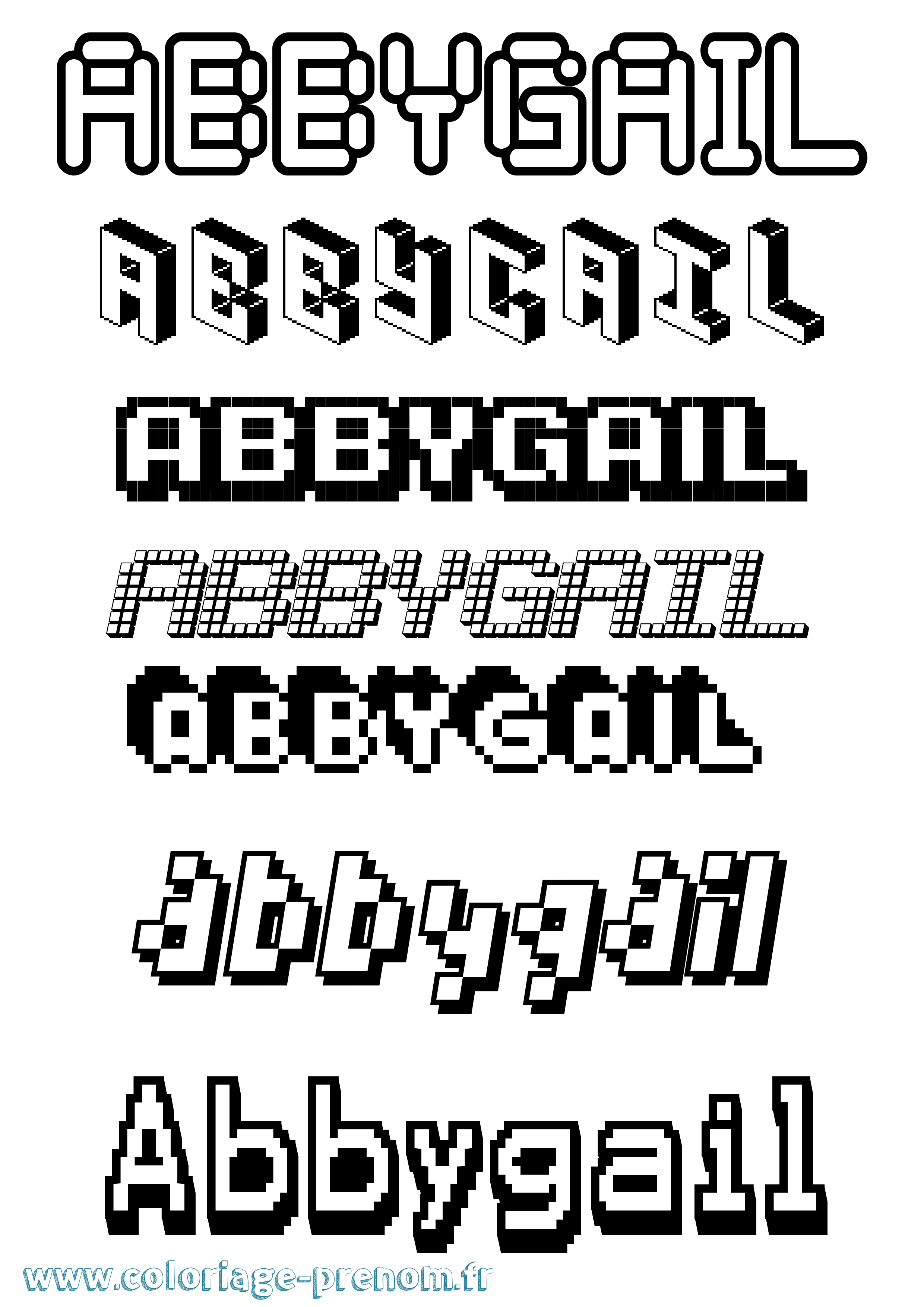 Coloriage prénom Abbygail Pixel