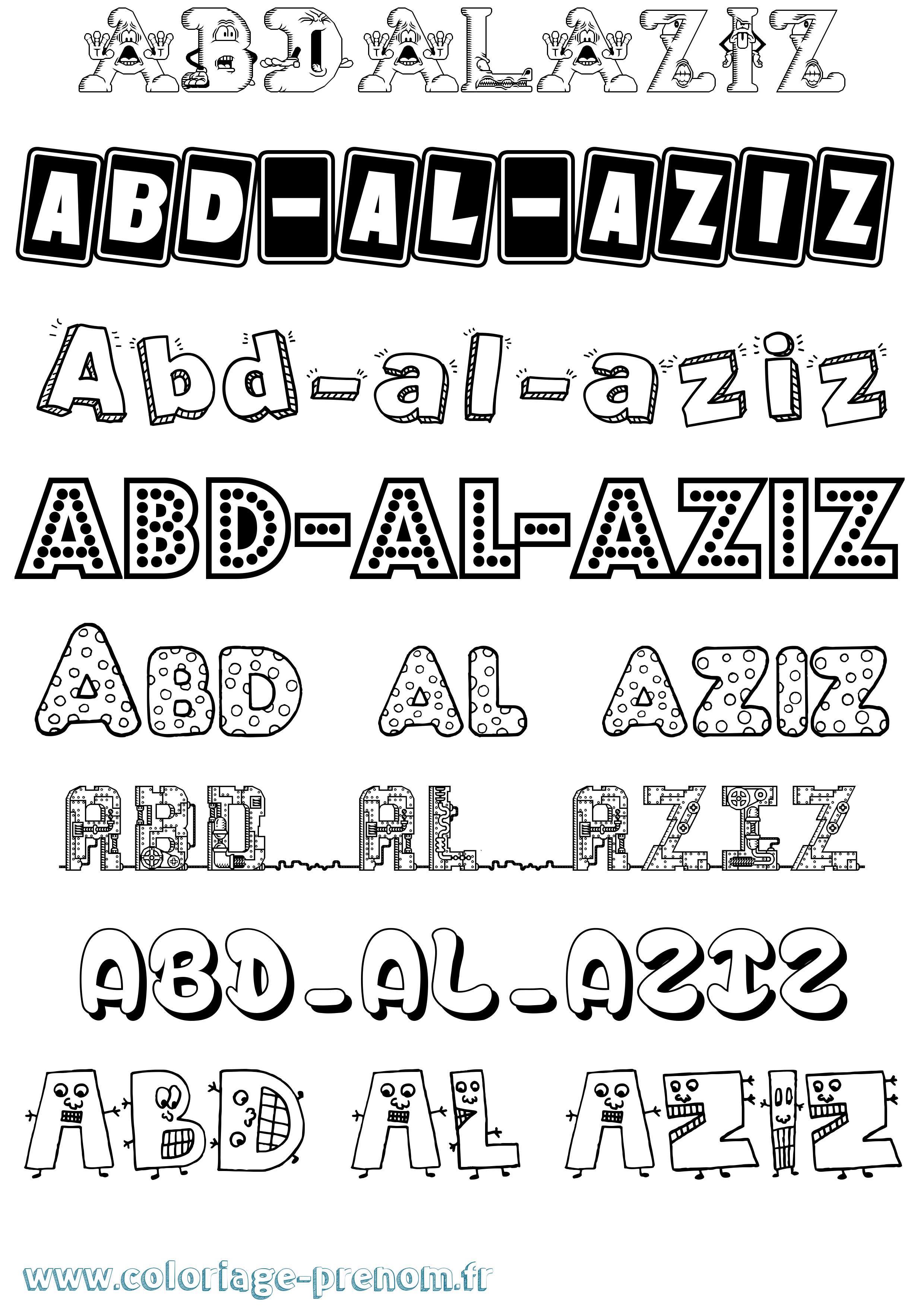 Coloriage prénom Abd-Al-Aziz Fun