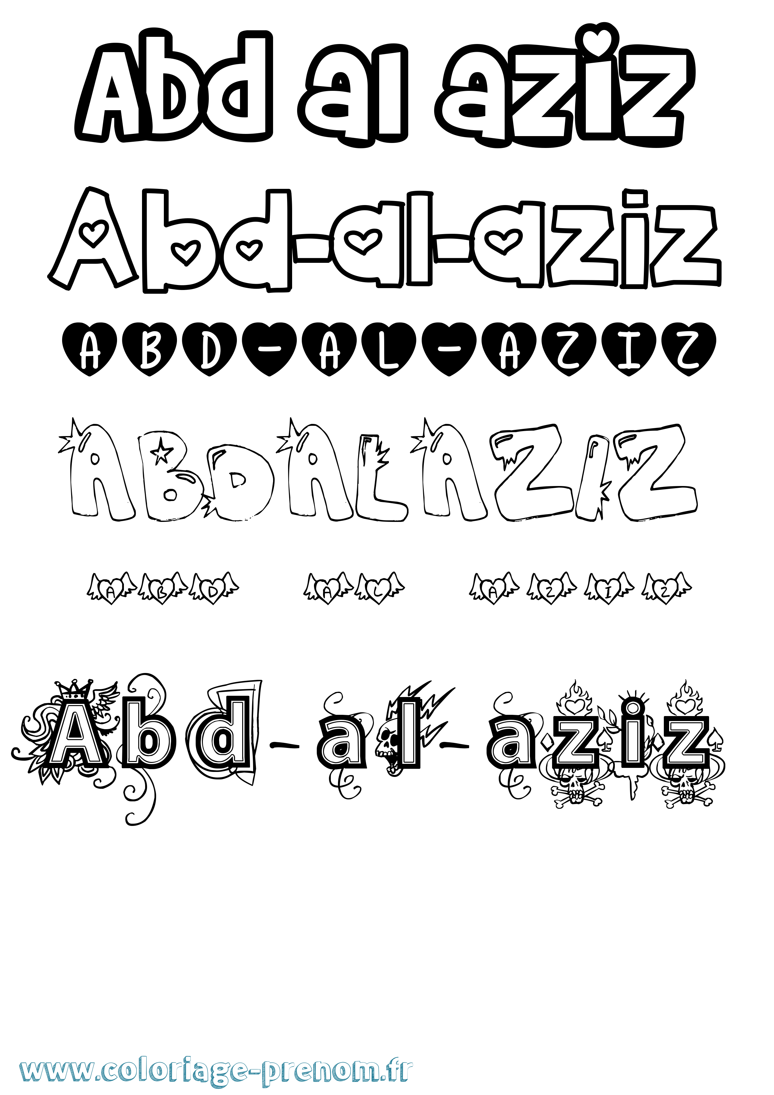 Coloriage prénom Abd-Al-Aziz Girly