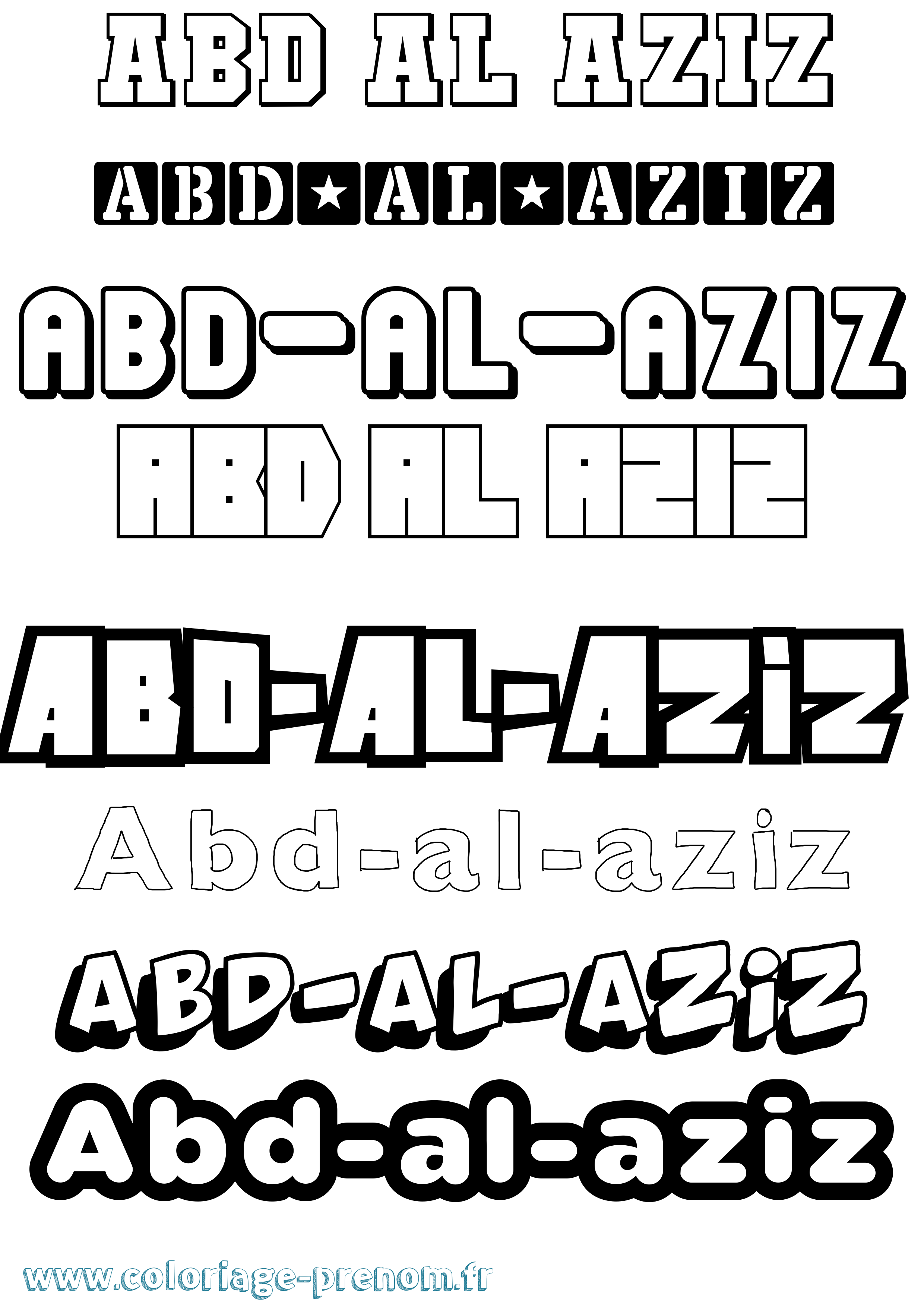 Coloriage prénom Abd-Al-Aziz Simple