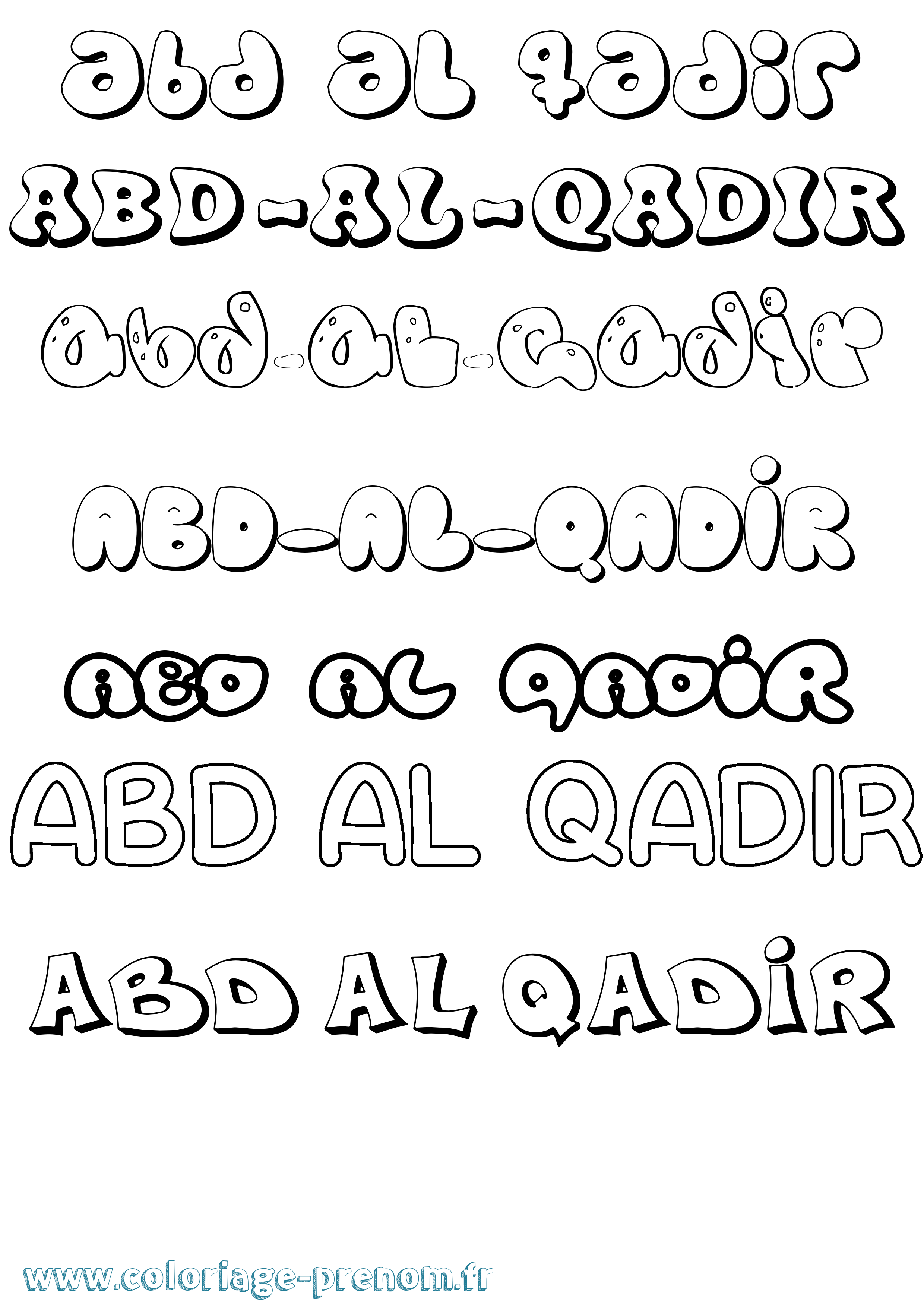 Coloriage prénom Abd-Al-Qadir Bubble