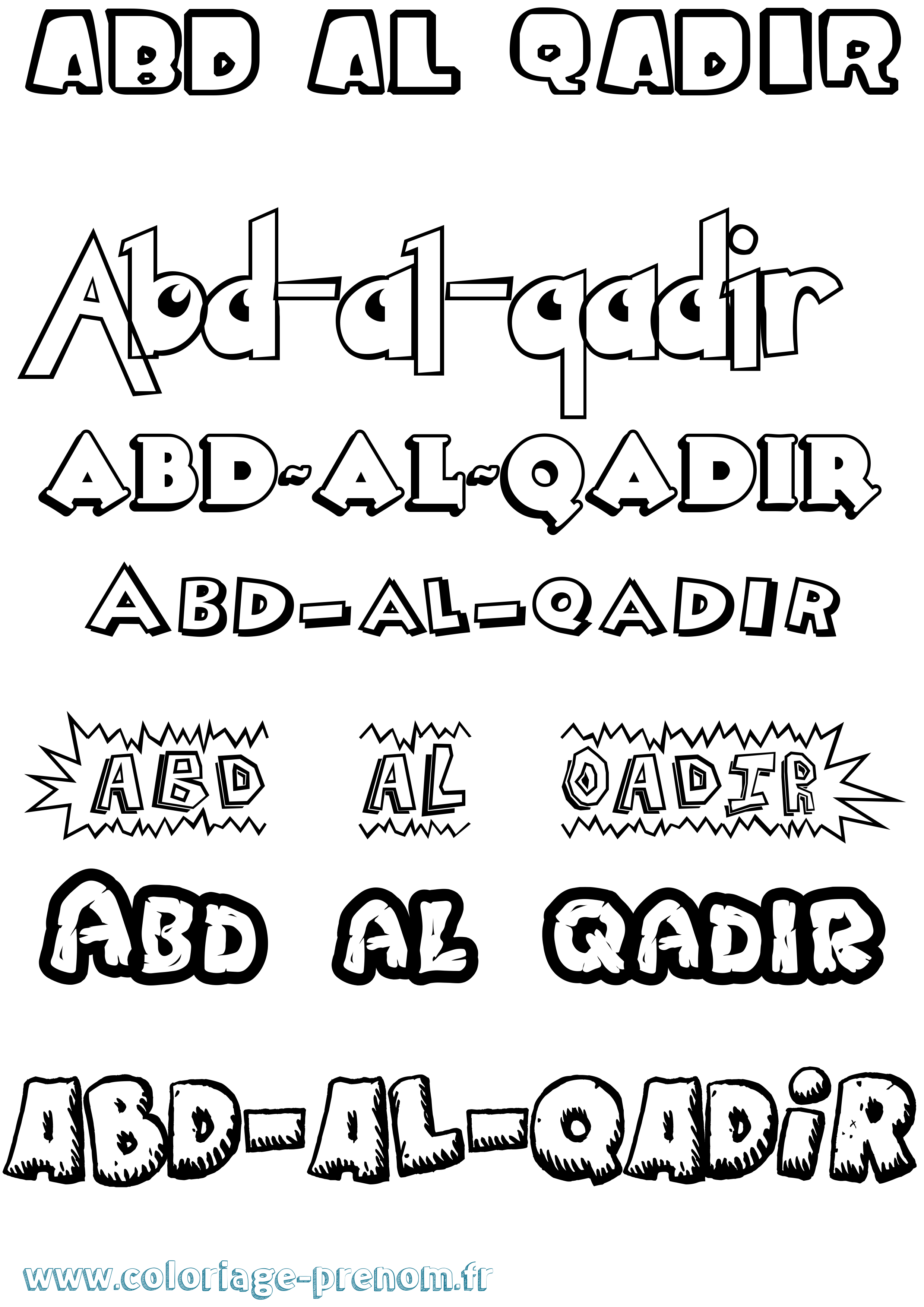 Coloriage prénom Abd-Al-Qadir Dessin Animé
