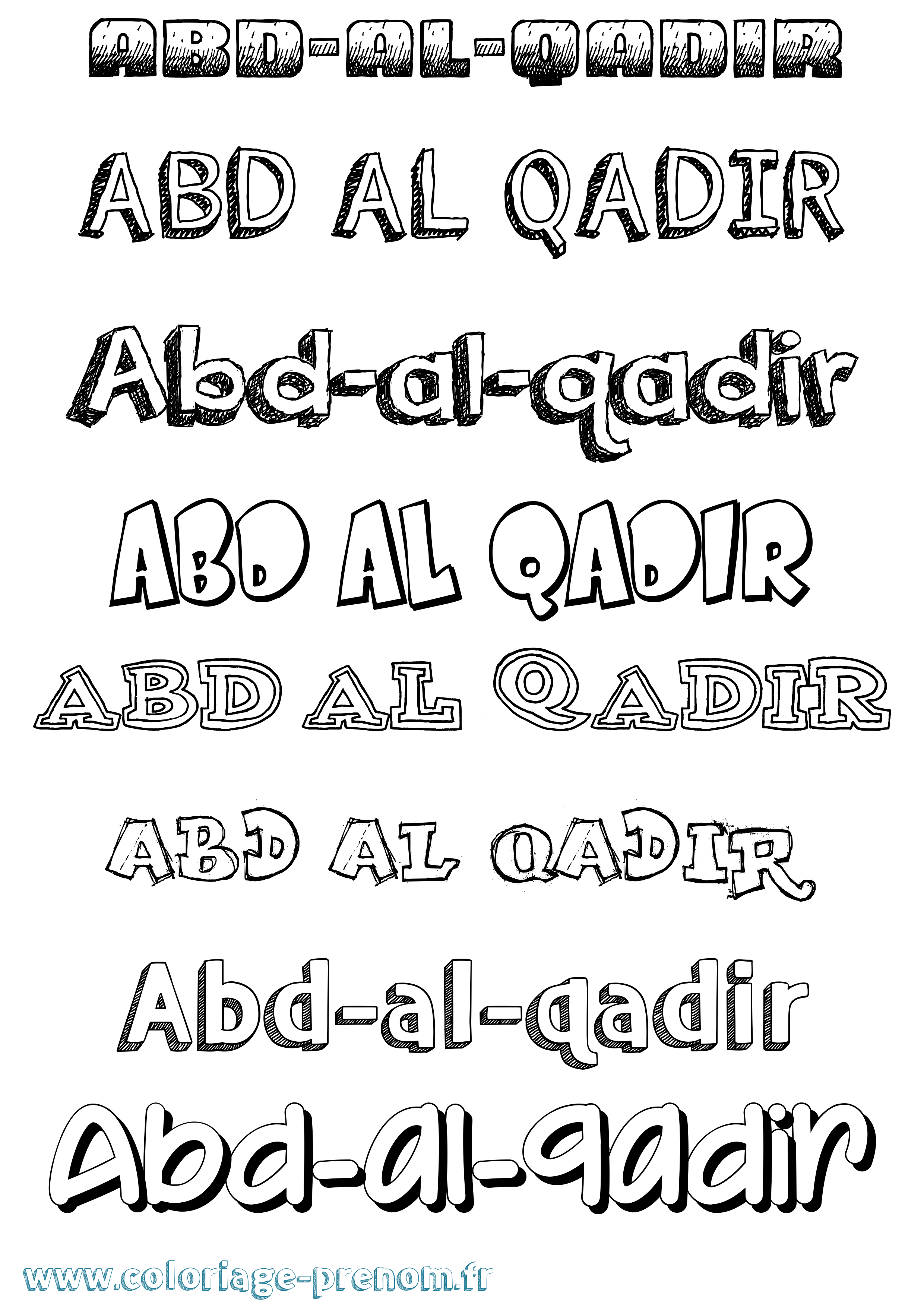 Coloriage prénom Abd-Al-Qadir Dessiné