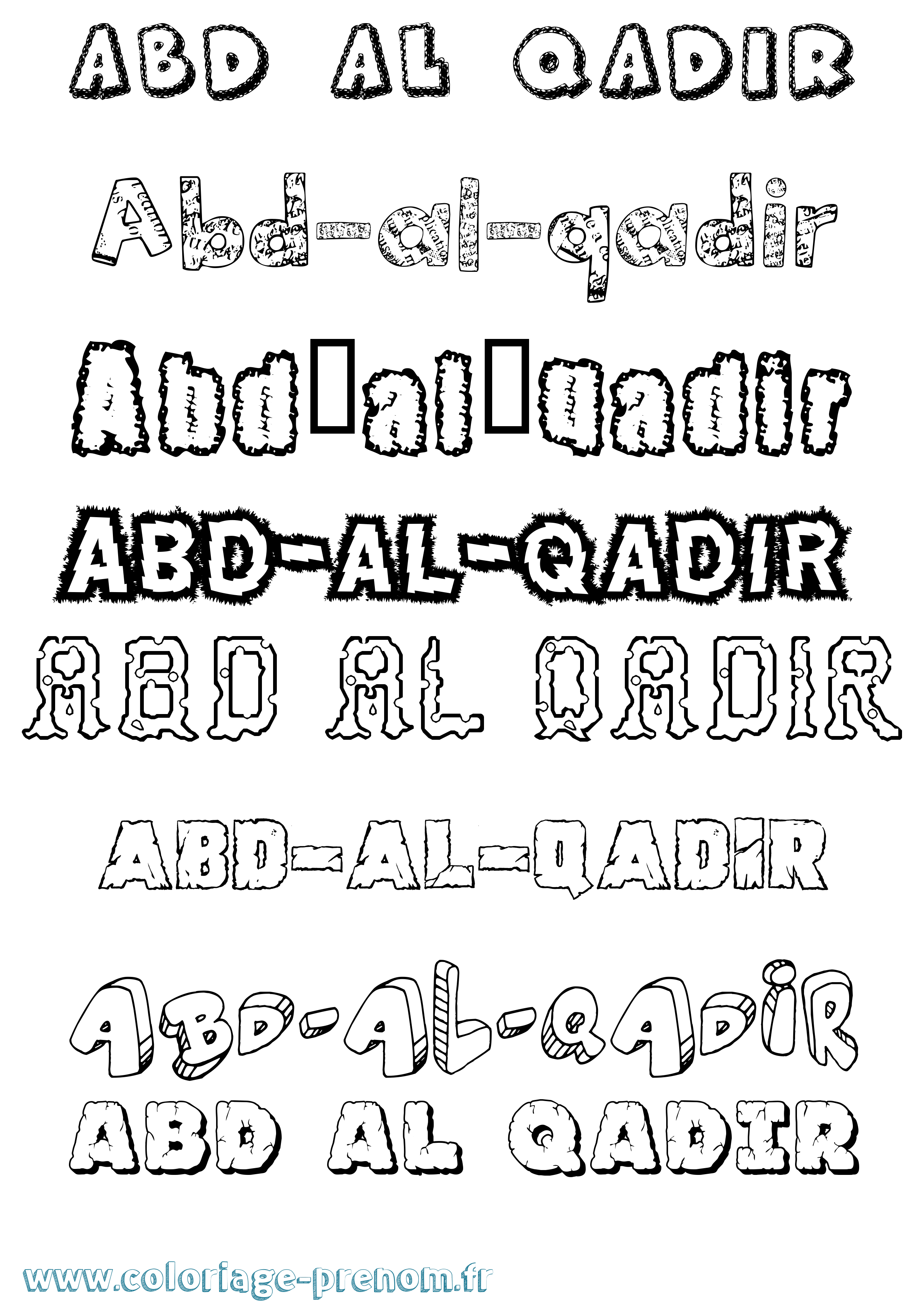 Coloriage prénom Abd-Al-Qadir Destructuré