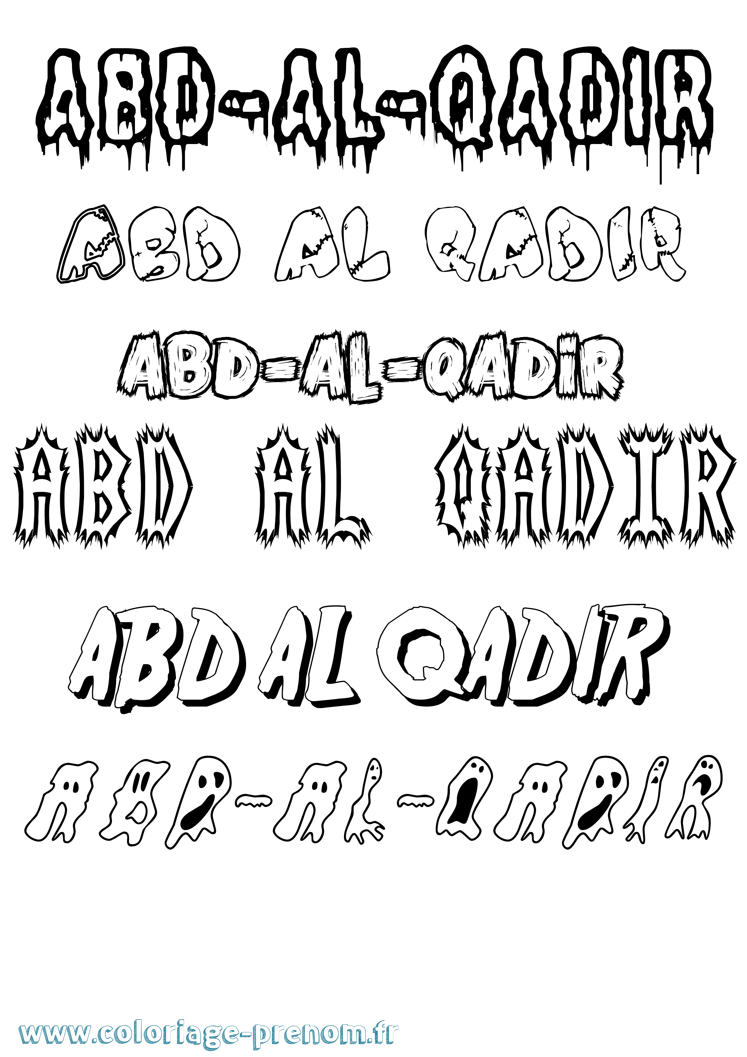 Coloriage prénom Abd-Al-Qadir Frisson