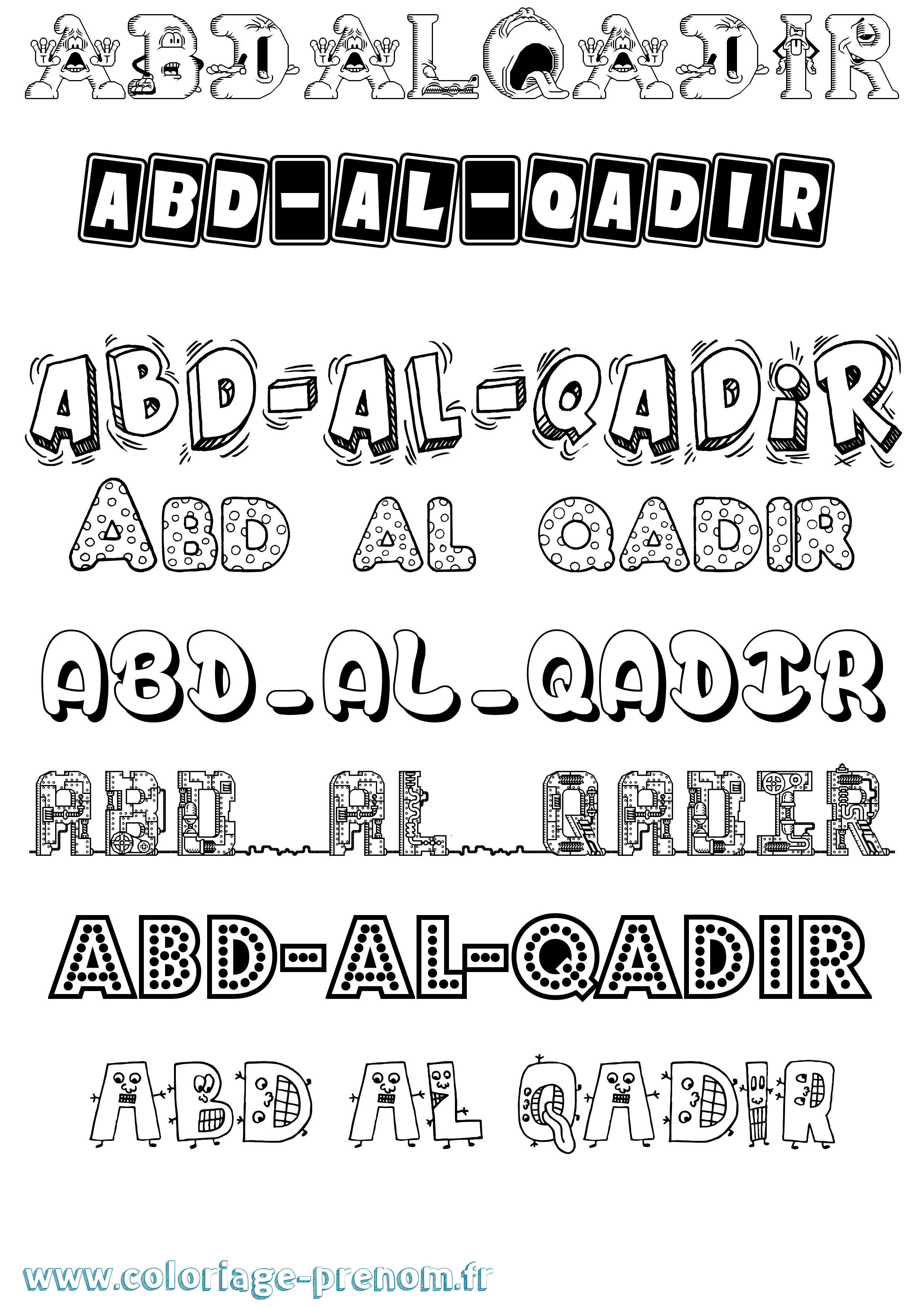 Coloriage prénom Abd-Al-Qadir Fun