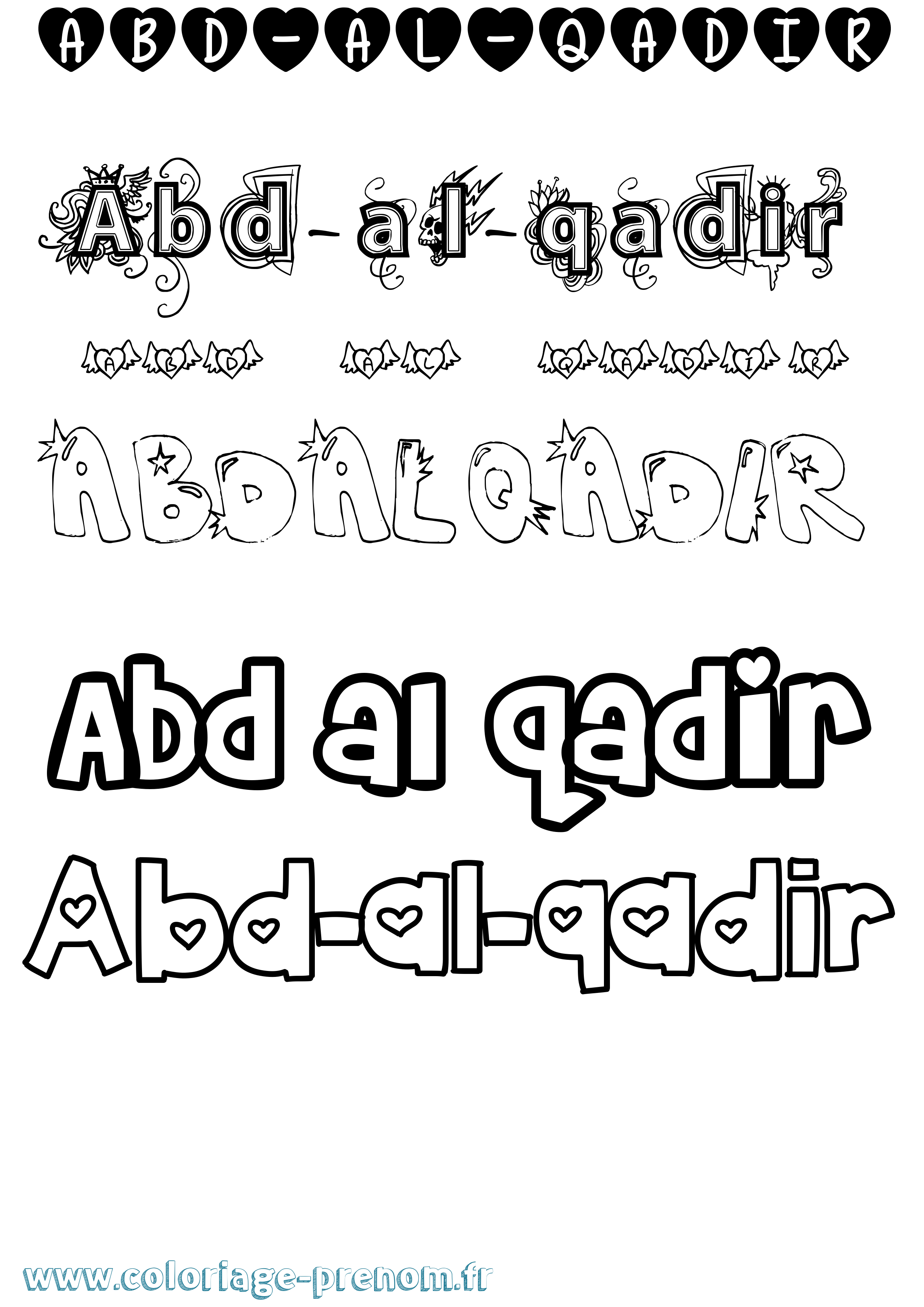 Coloriage prénom Abd-Al-Qadir Girly