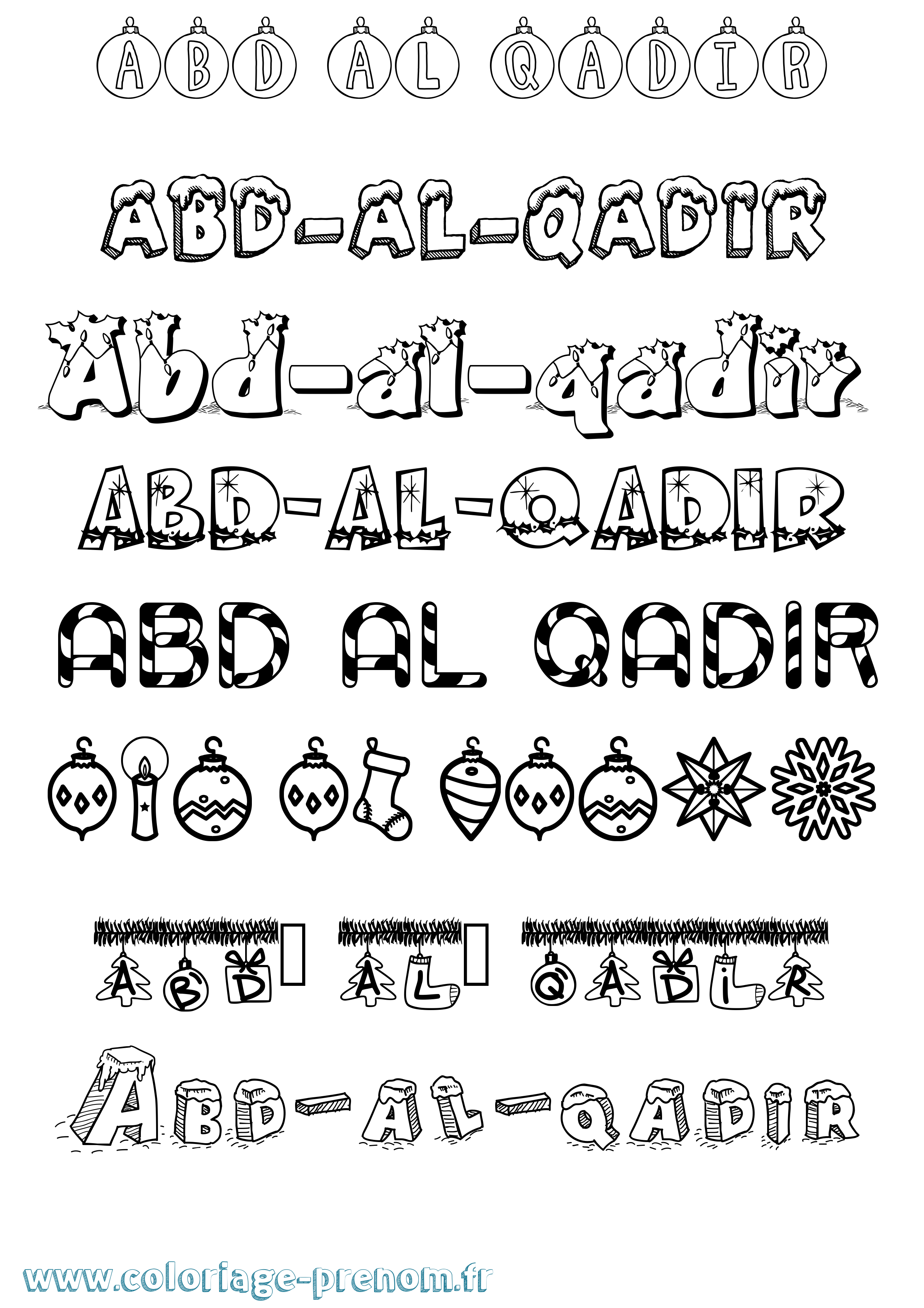 Coloriage prénom Abd-Al-Qadir Noël
