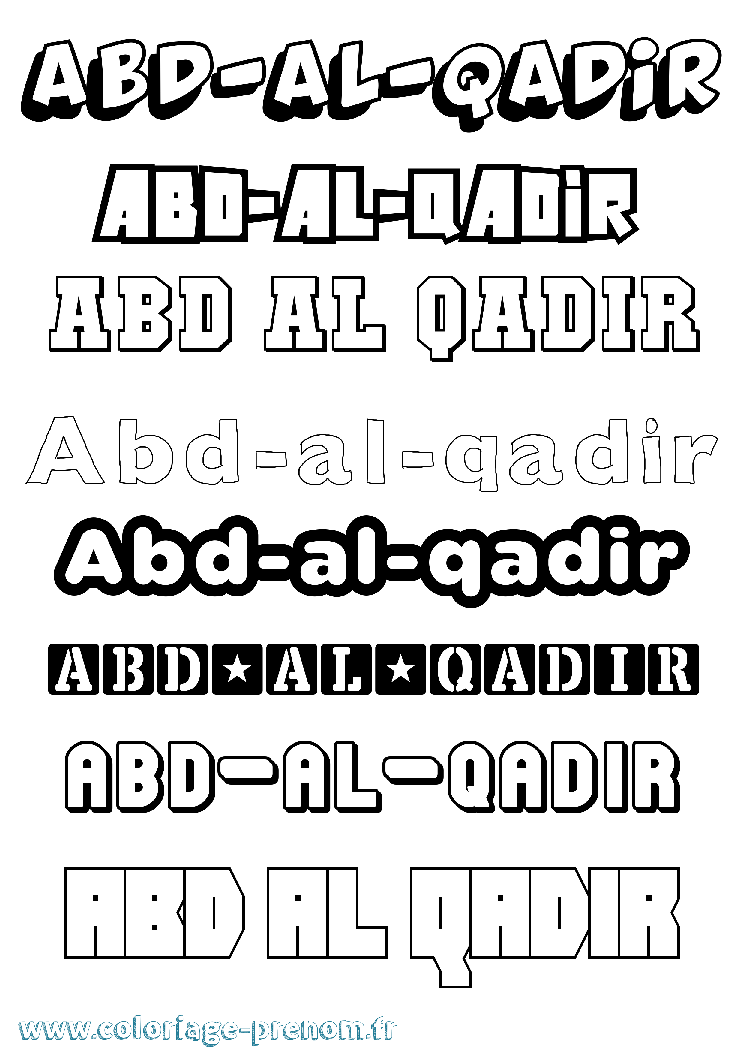 Coloriage prénom Abd-Al-Qadir Simple
