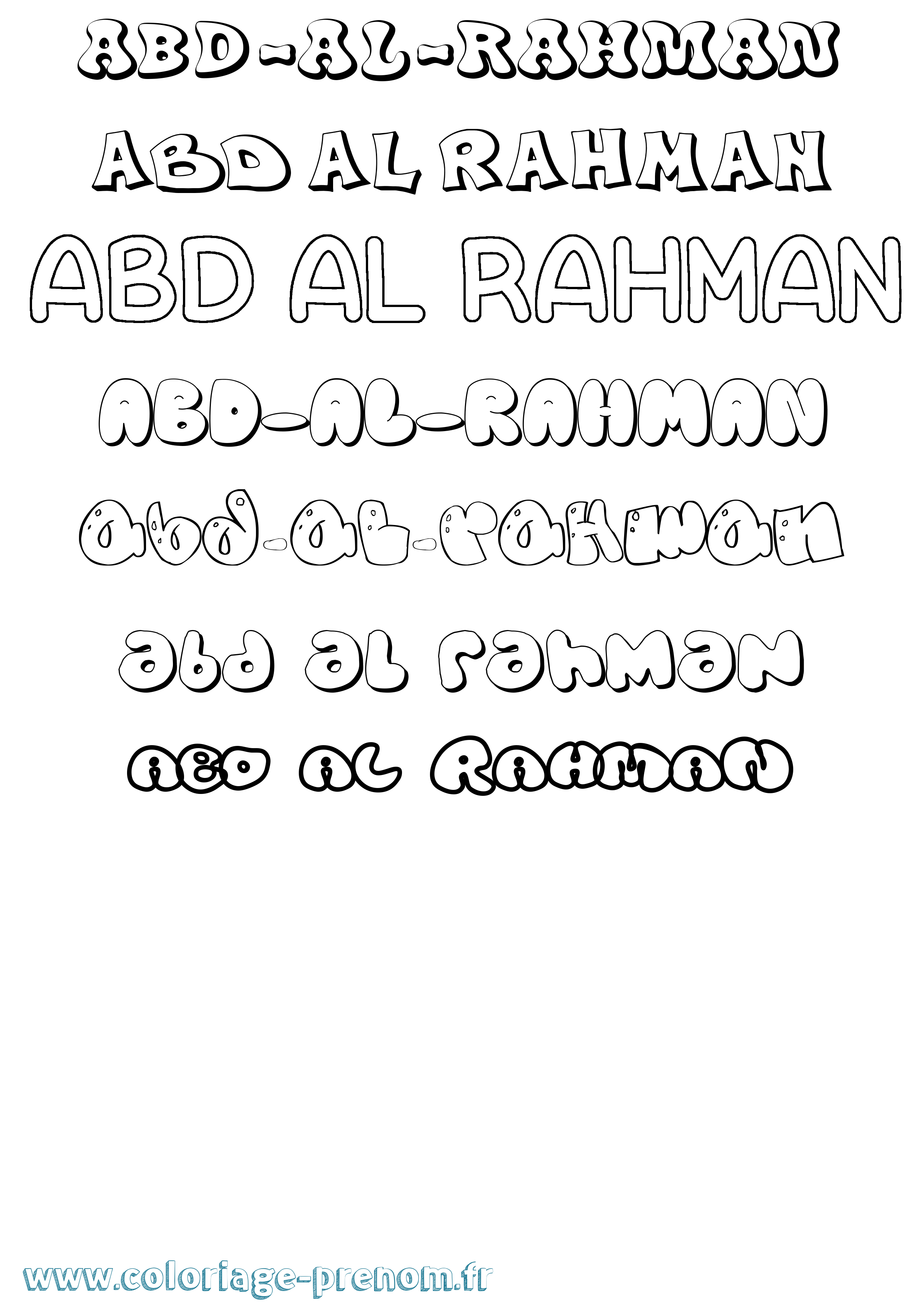 Coloriage prénom Abd-Al-Rahman Bubble