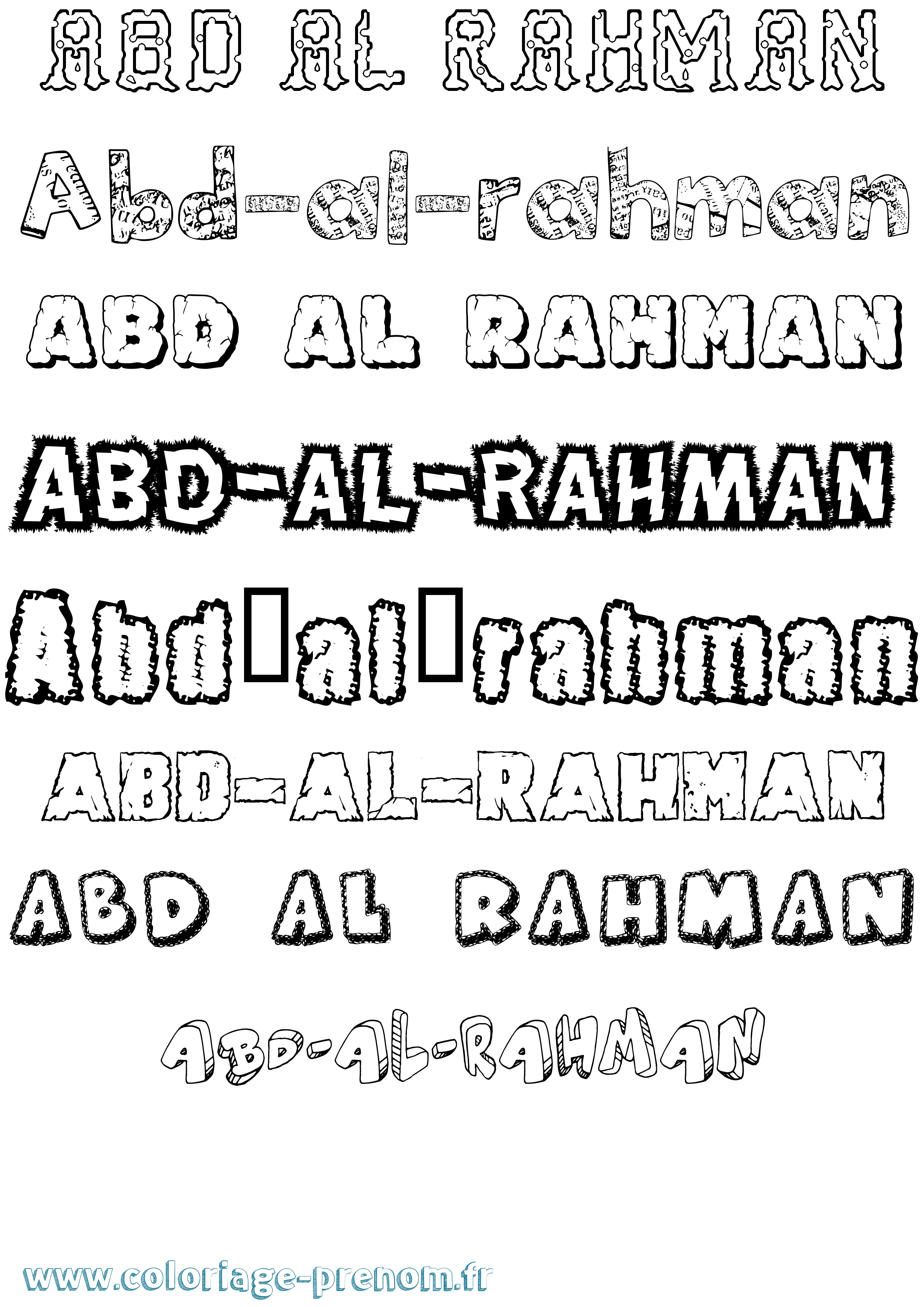 Coloriage prénom Abd-Al-Rahman Destructuré