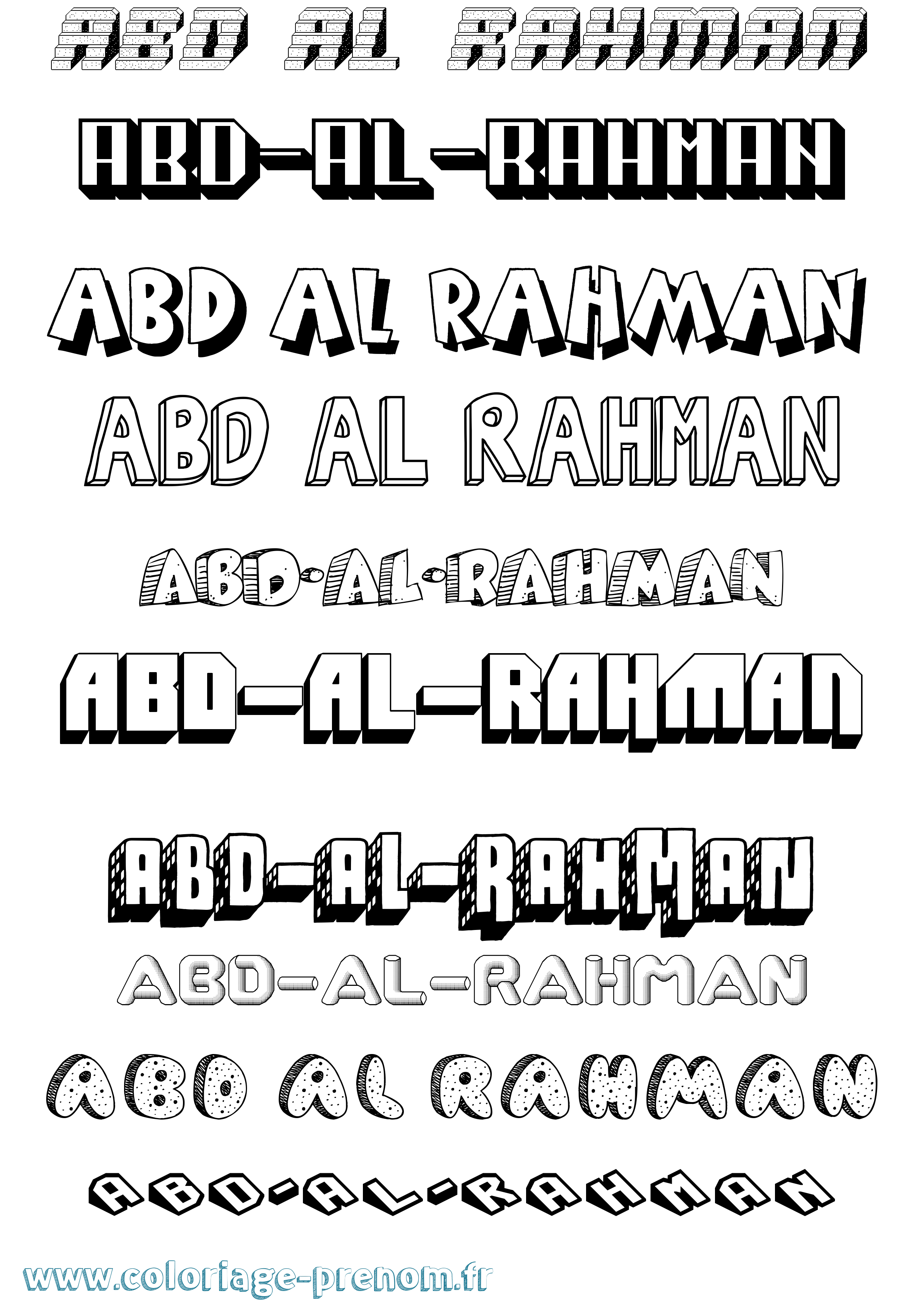 Coloriage prénom Abd-Al-Rahman Effet 3D