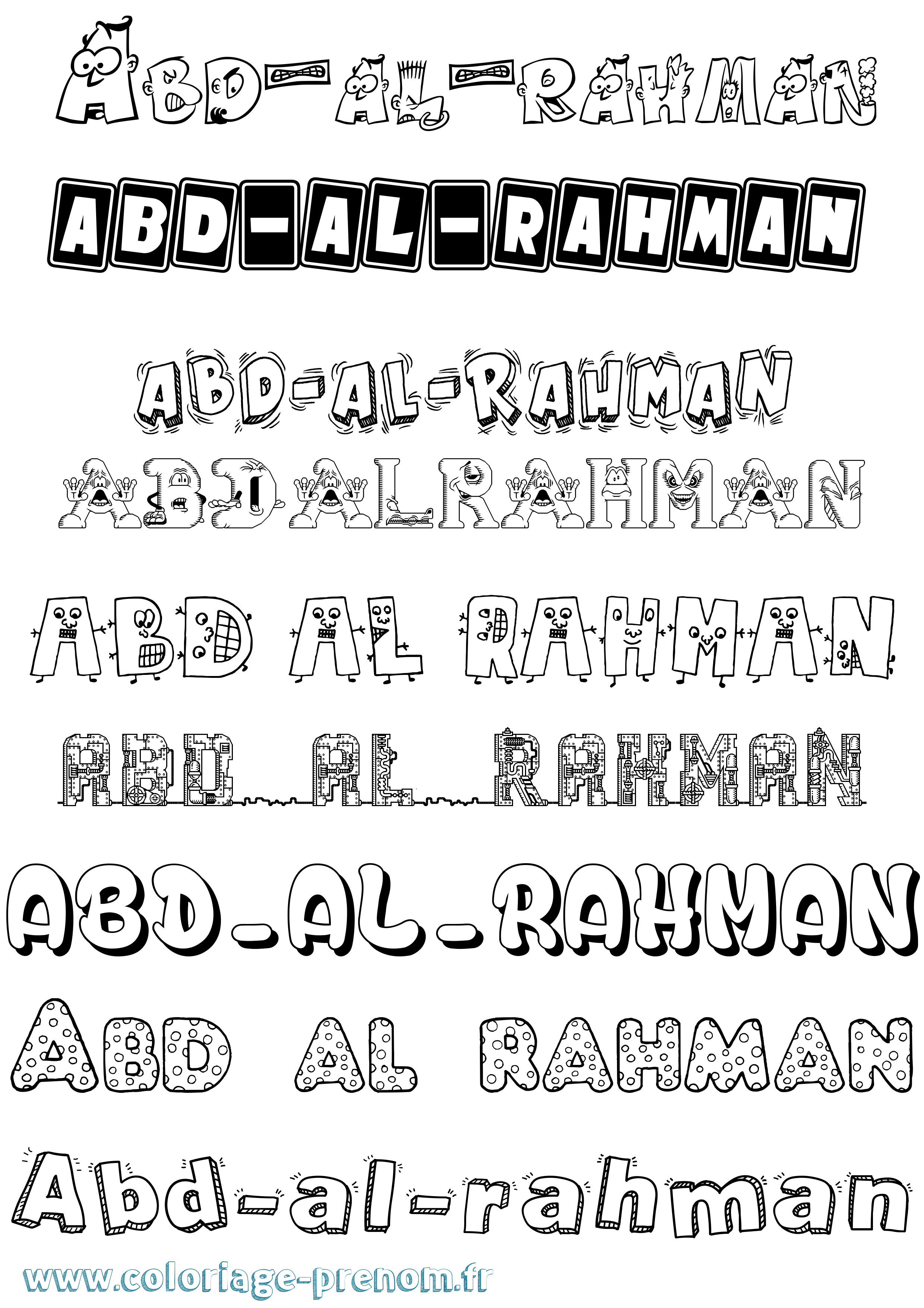 Coloriage prénom Abd-Al-Rahman Fun