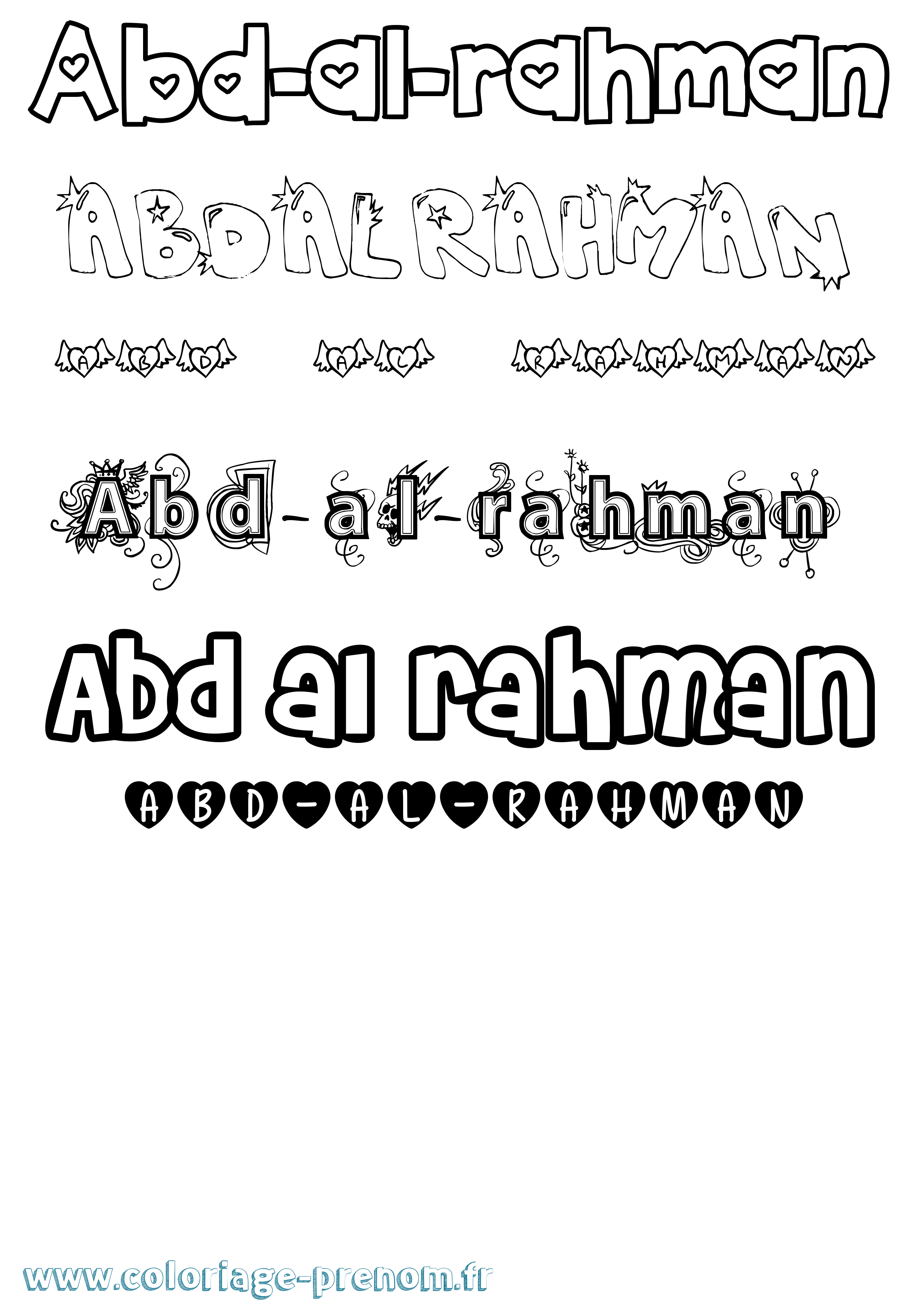 Coloriage prénom Abd-Al-Rahman Girly