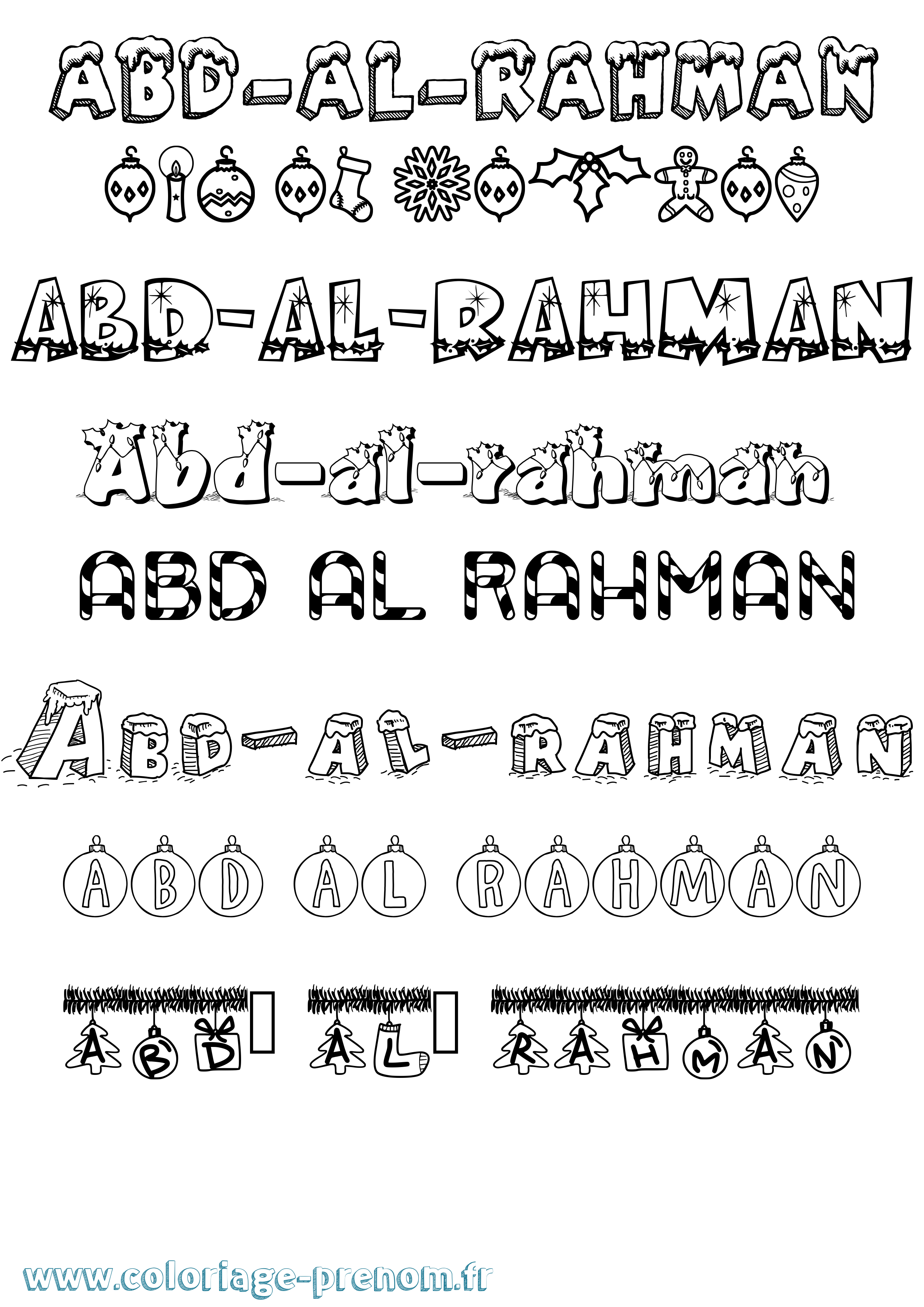 Coloriage prénom Abd-Al-Rahman Noël