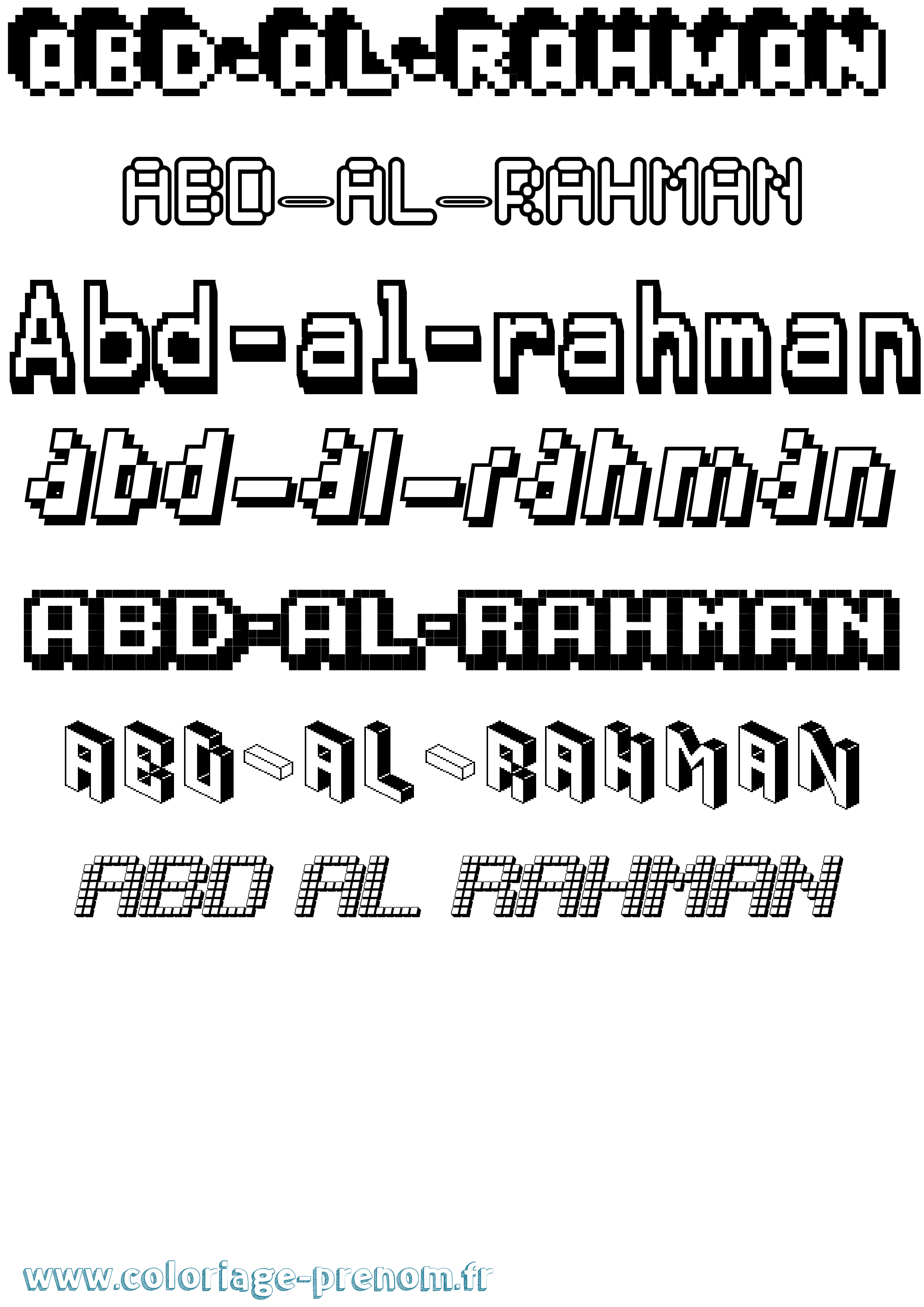 Coloriage prénom Abd-Al-Rahman Pixel
