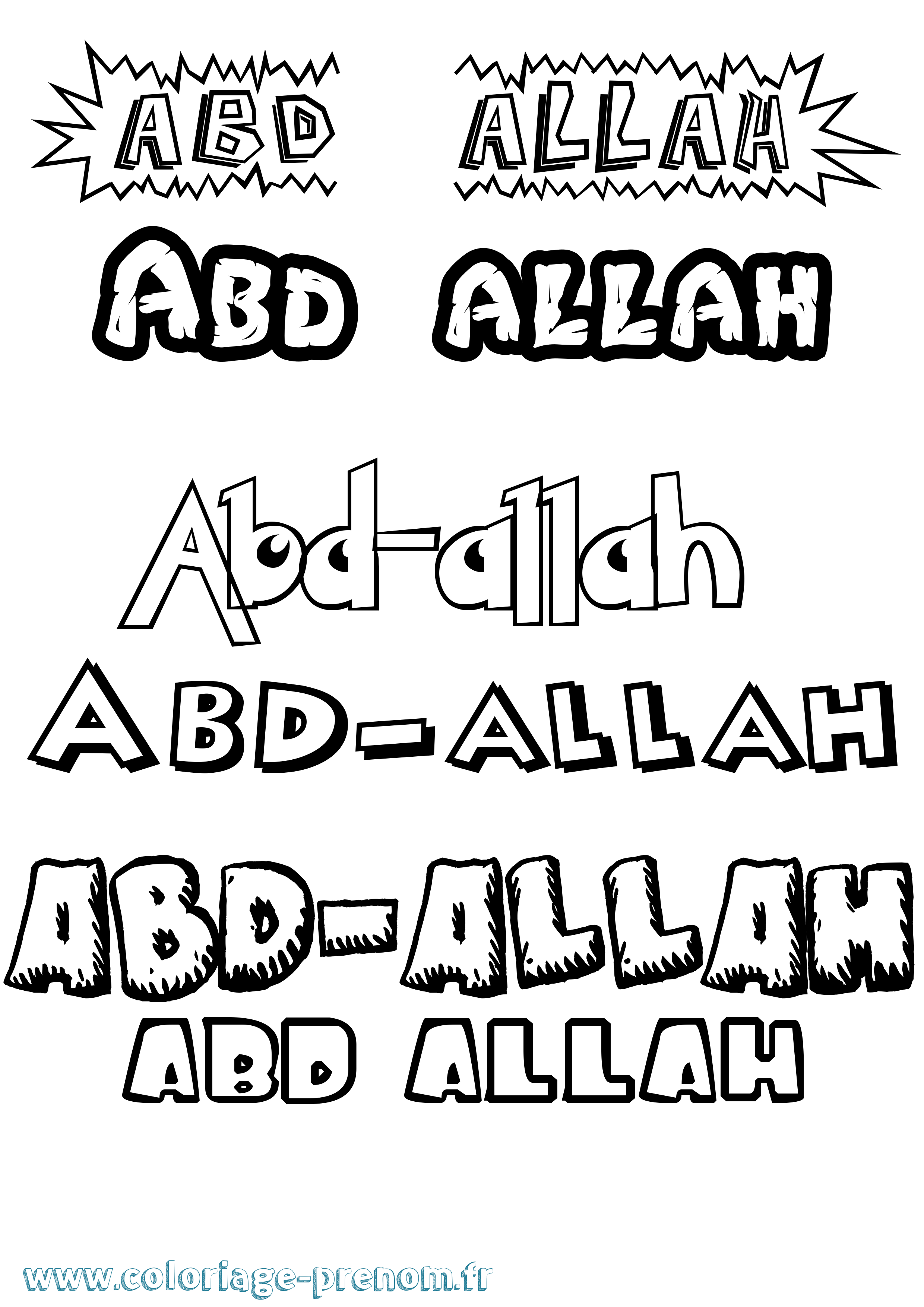 Coloriage prénom Abd-Allah Dessin Animé