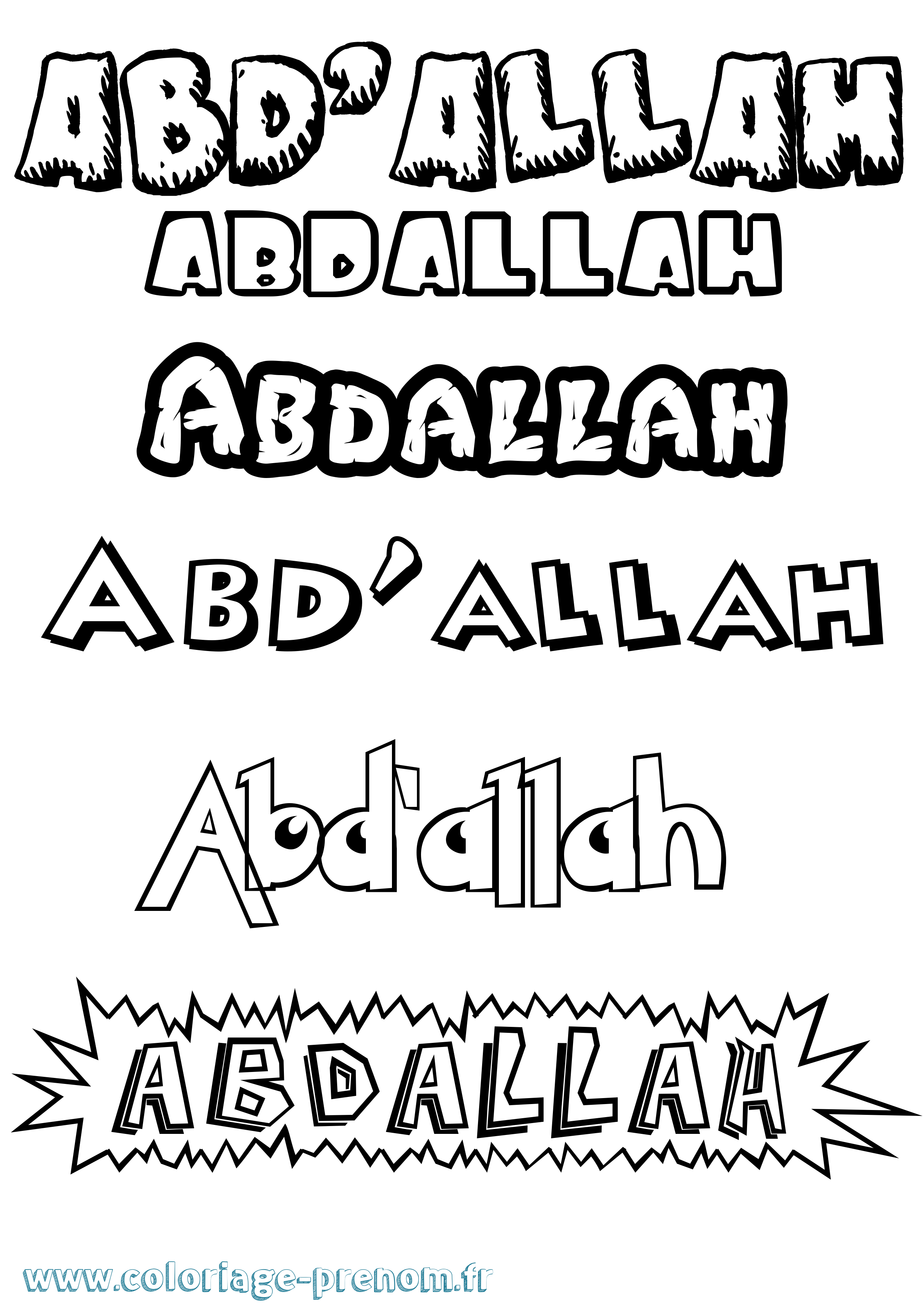 Coloriage prénom Abd'Allah Dessin Animé