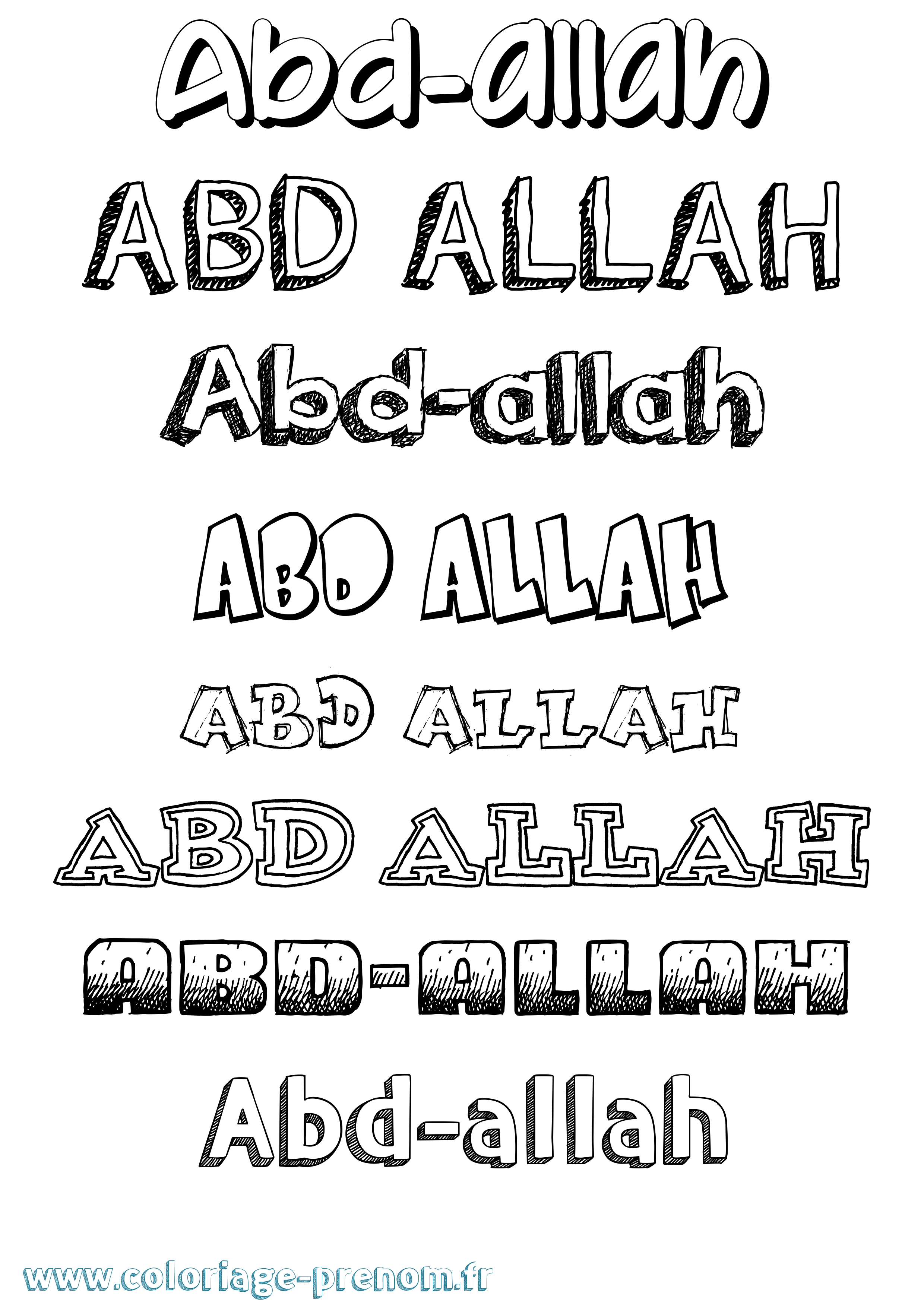 Coloriage prénom Abd-Allah Dessiné