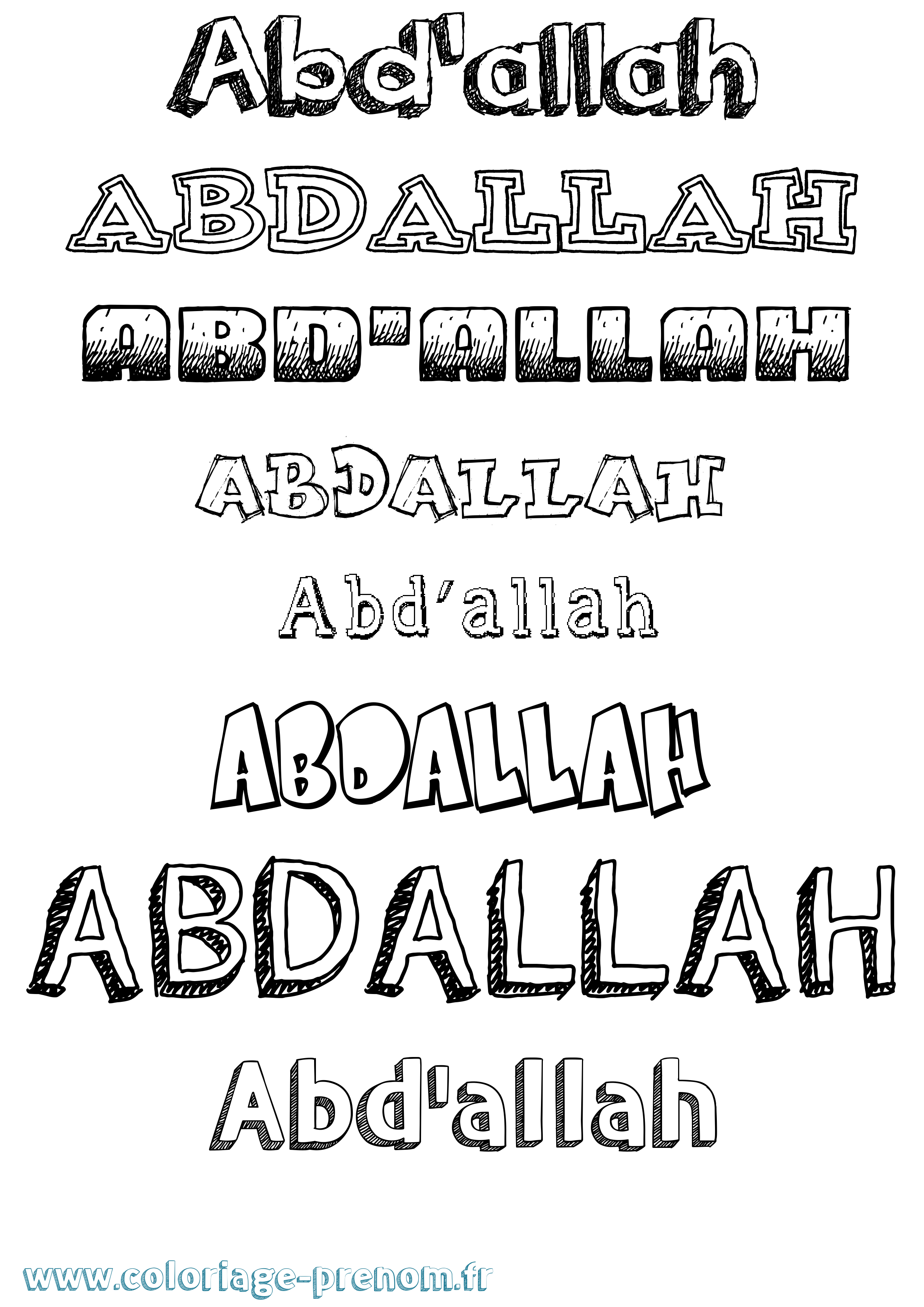Coloriage prénom Abd'Allah Dessiné
