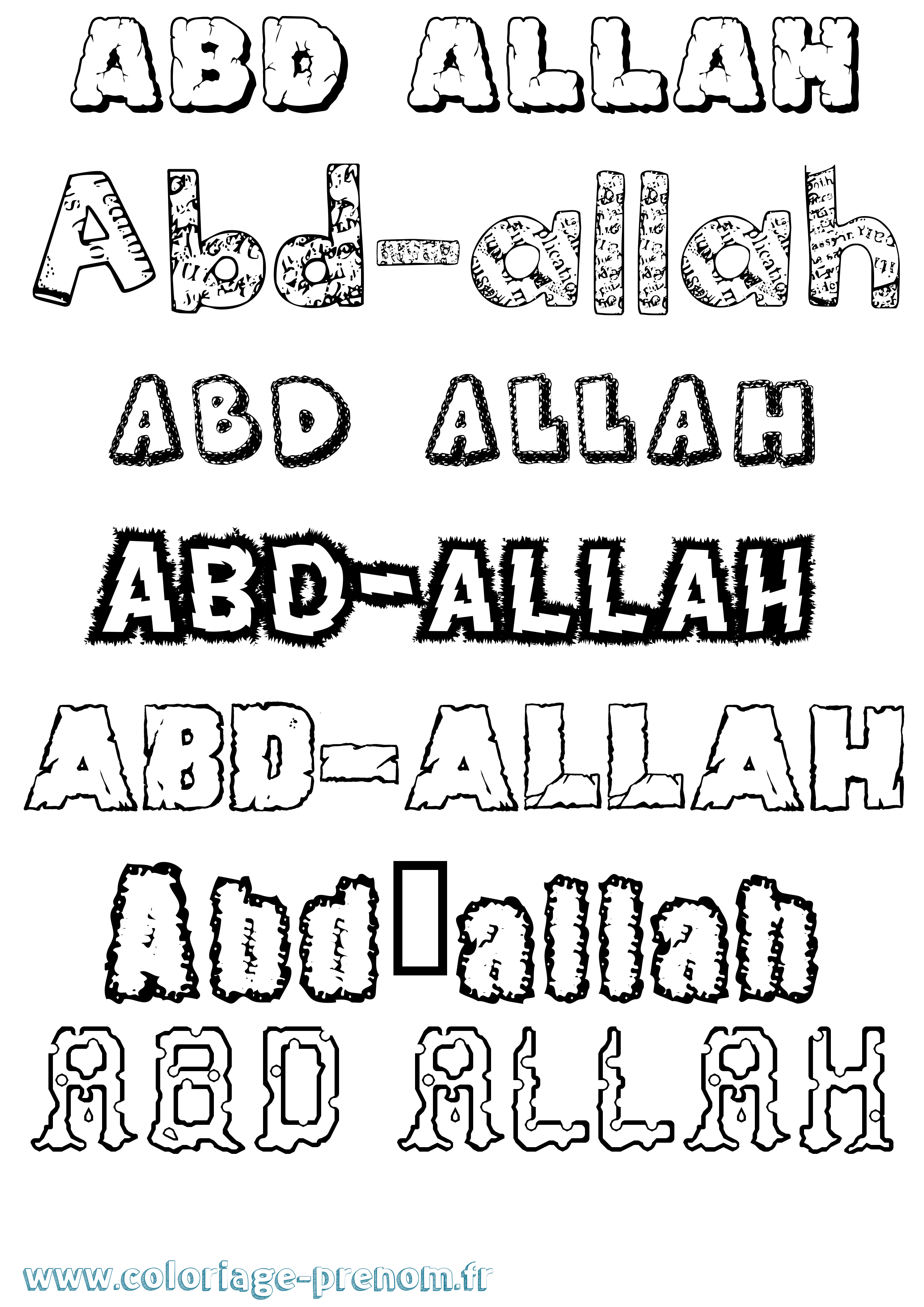 Coloriage prénom Abd-Allah Destructuré