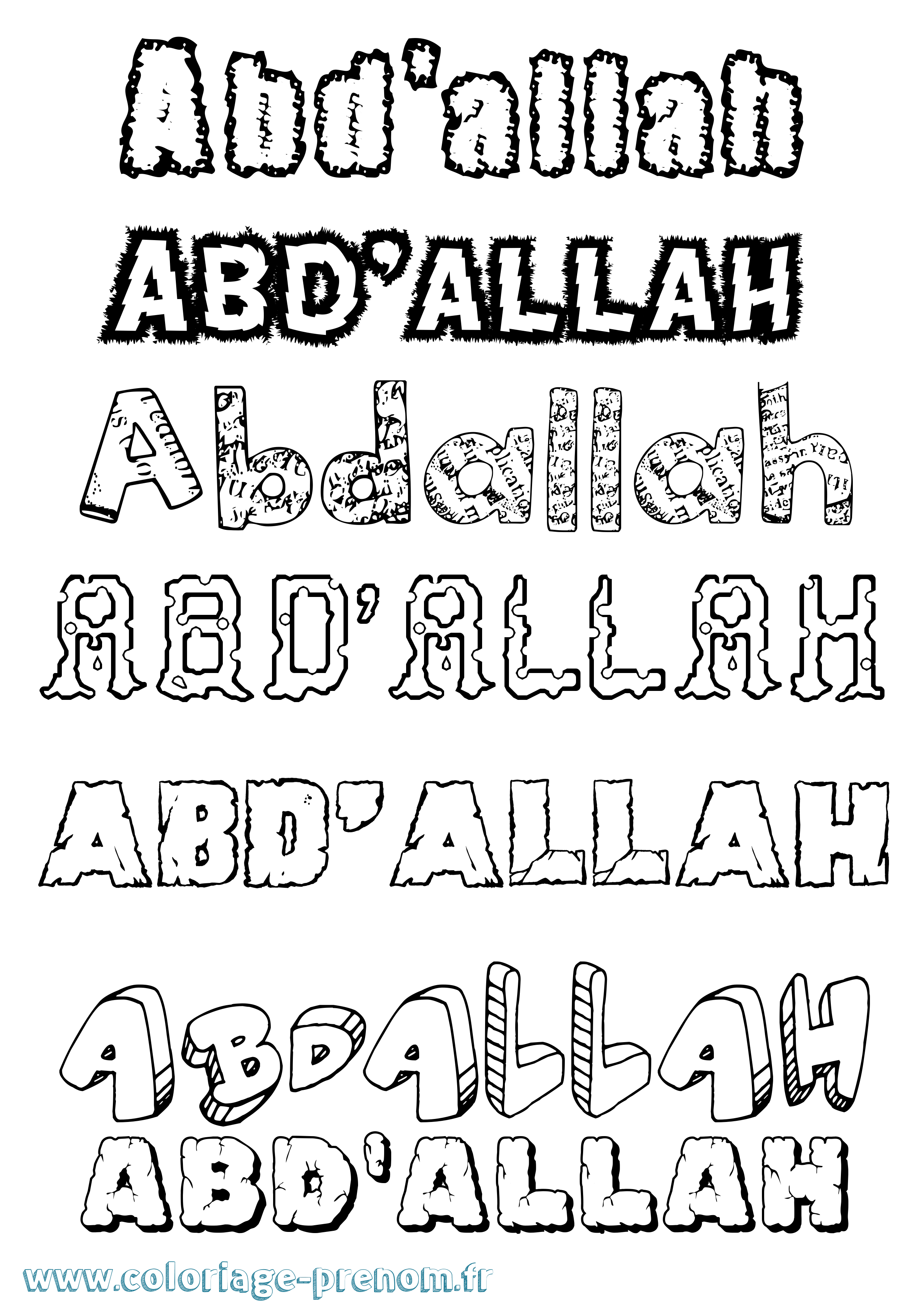 Coloriage prénom Abd'Allah Destructuré