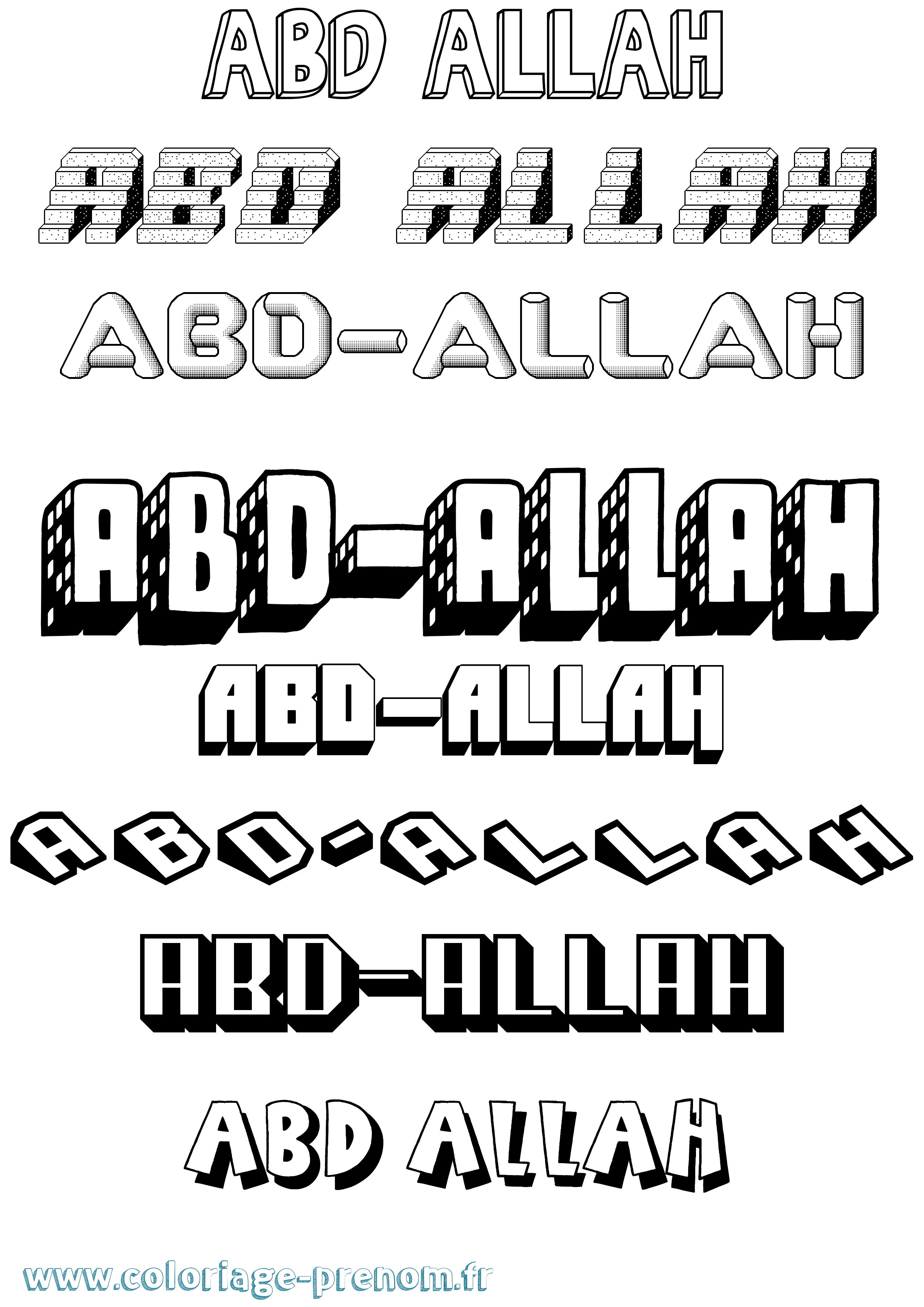 Coloriage prénom Abd-Allah Effet 3D