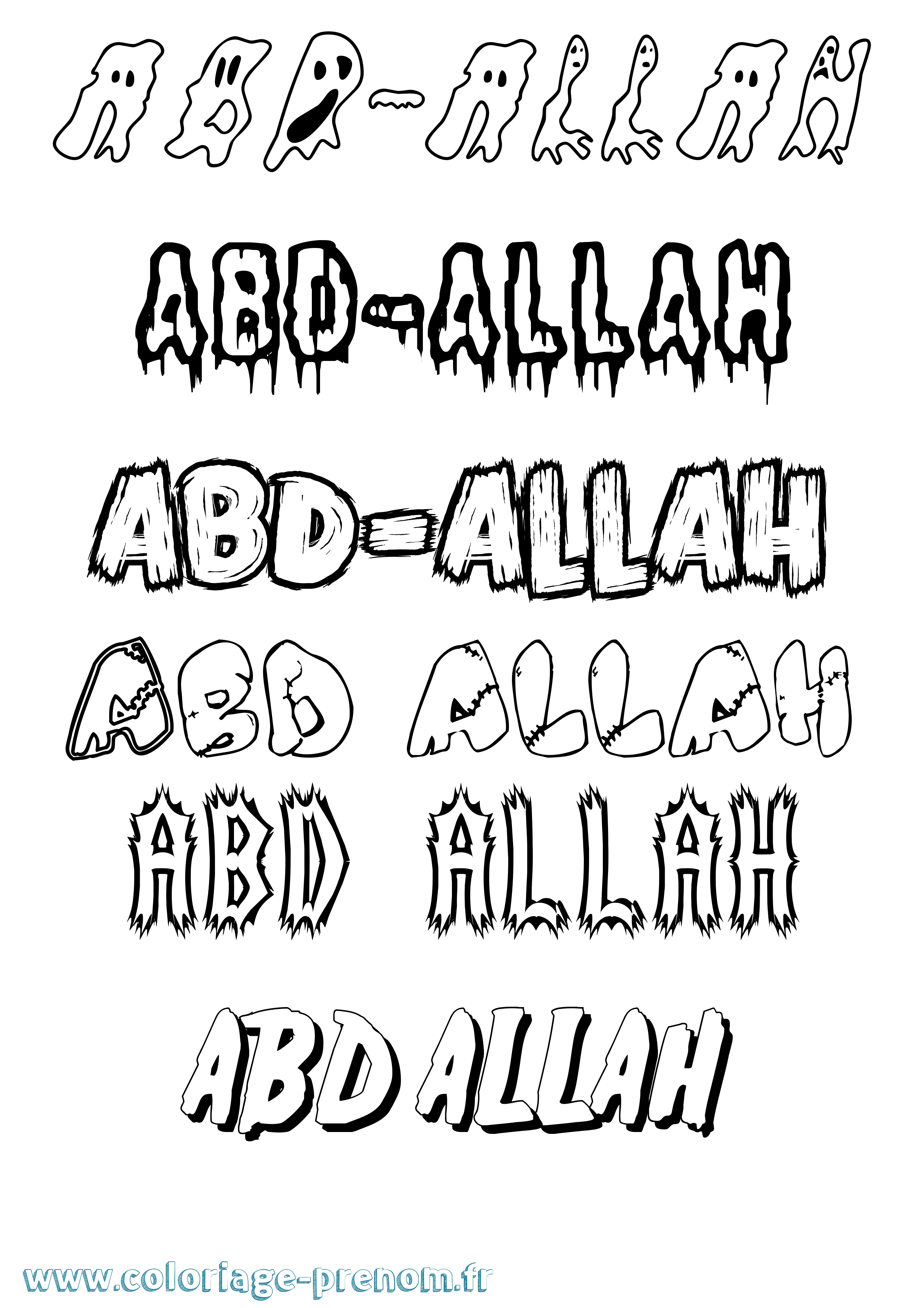 Coloriage prénom Abd-Allah Frisson