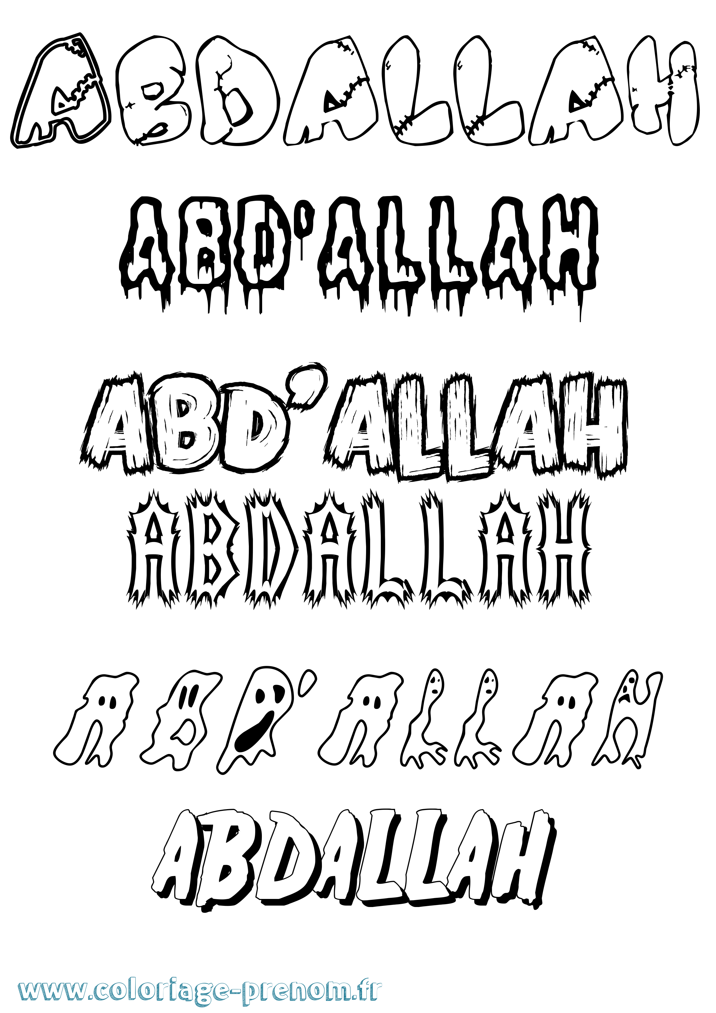 Coloriage prénom Abd'Allah Frisson